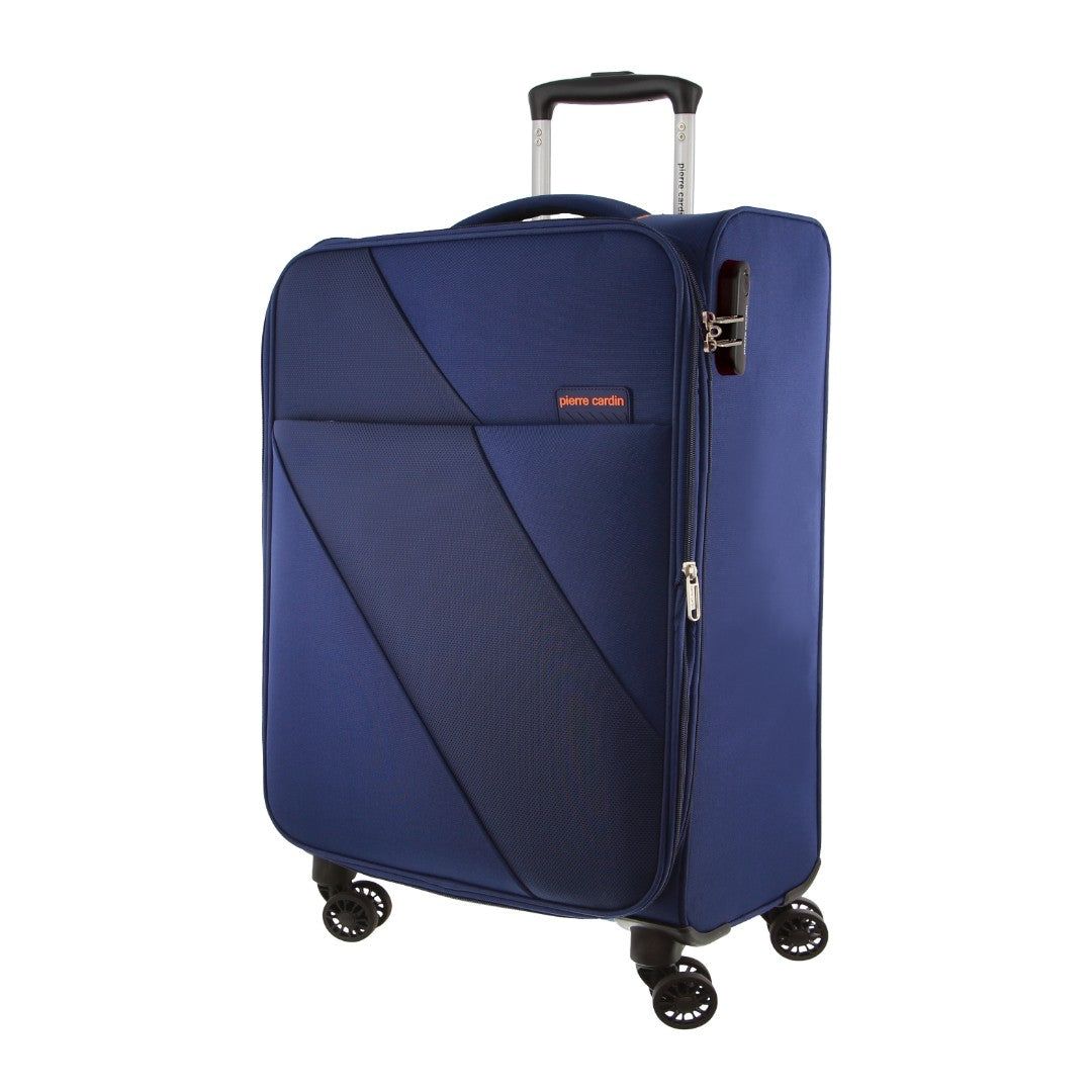 Pierre Cardin 55cm CABIN Soft-Shell Suitcase Resväskor Travel Marinblå | MDNSKI089
