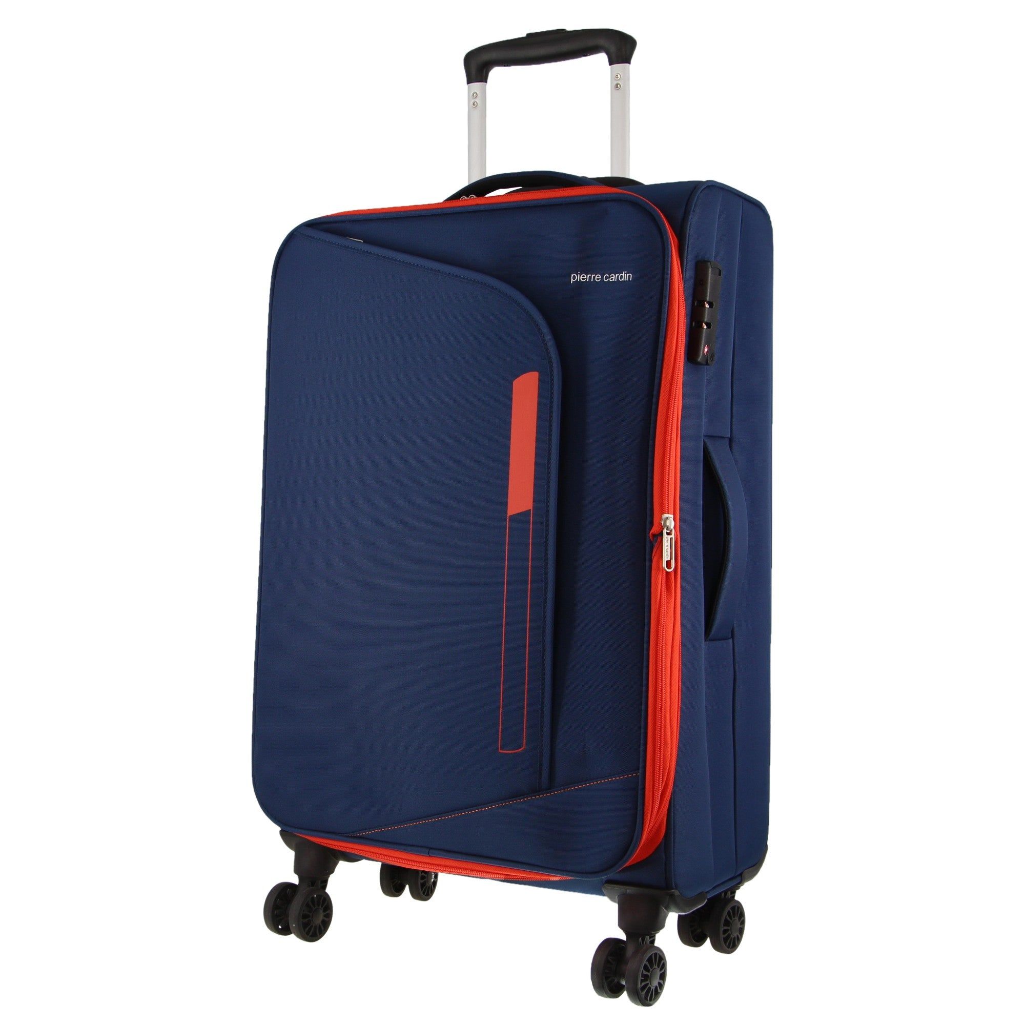 Pierre Cardin 65cm MEDIUM Soft Shell Suitcase Medium Cases Travel Marinblå | ASIRFJ928