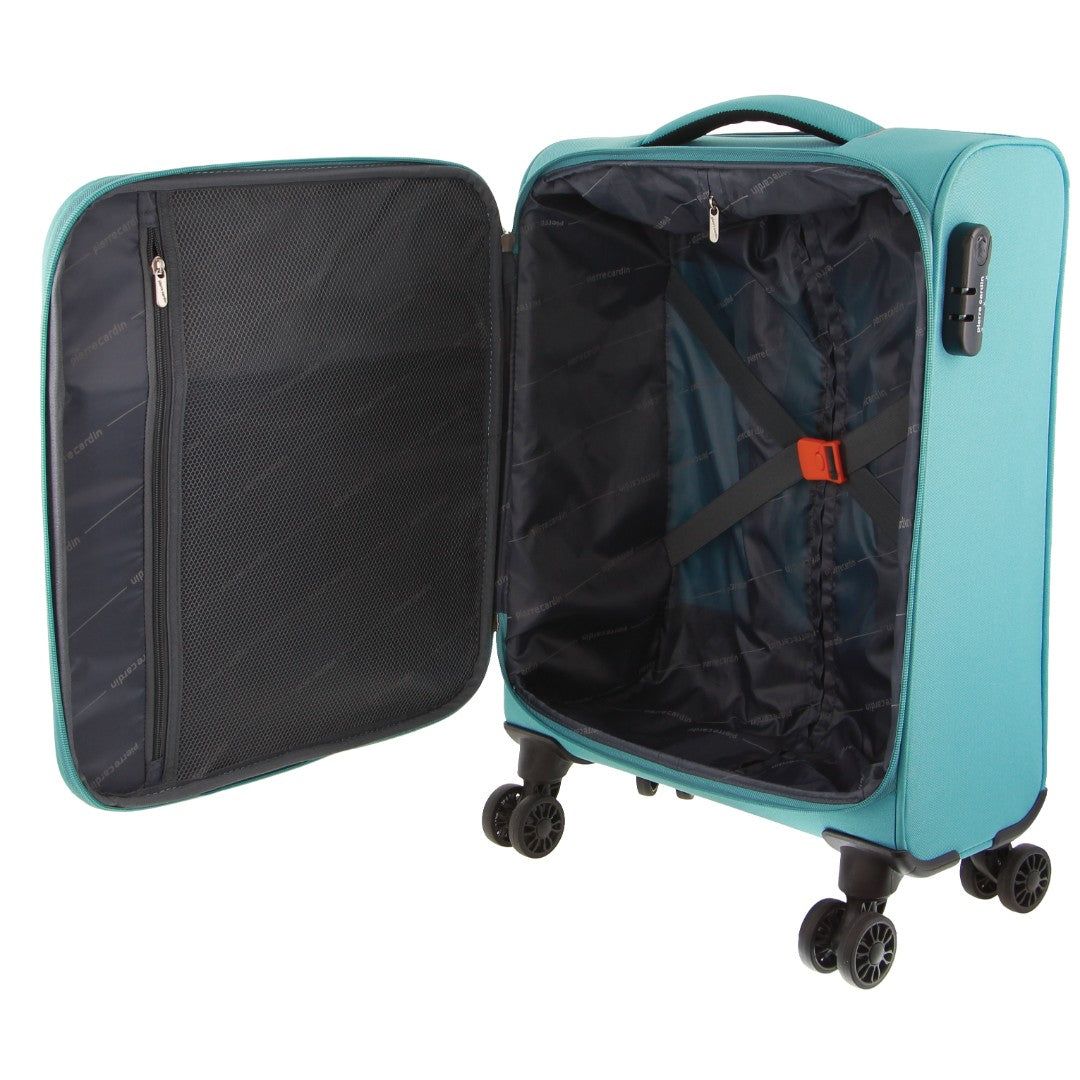 Pierre Cardin 68cm MEDIUM Soft Shell Suitcase Medium Cases Travel Turkos | UYFQIV931