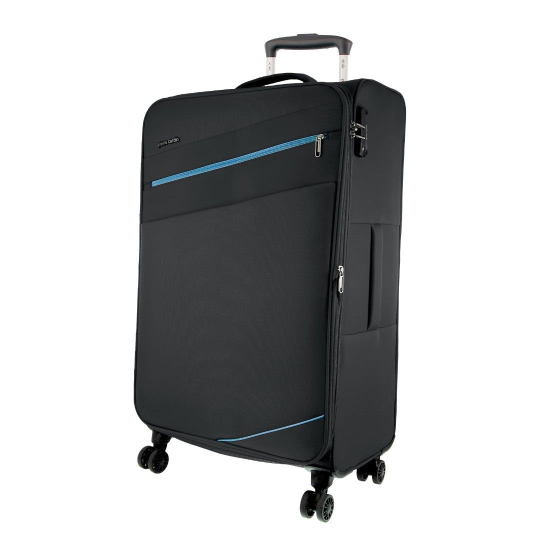 Pierre Cardin 68cm MEDIUM Soft Shell Suitcase Resväskor Travel Svarta | KCFQVW345