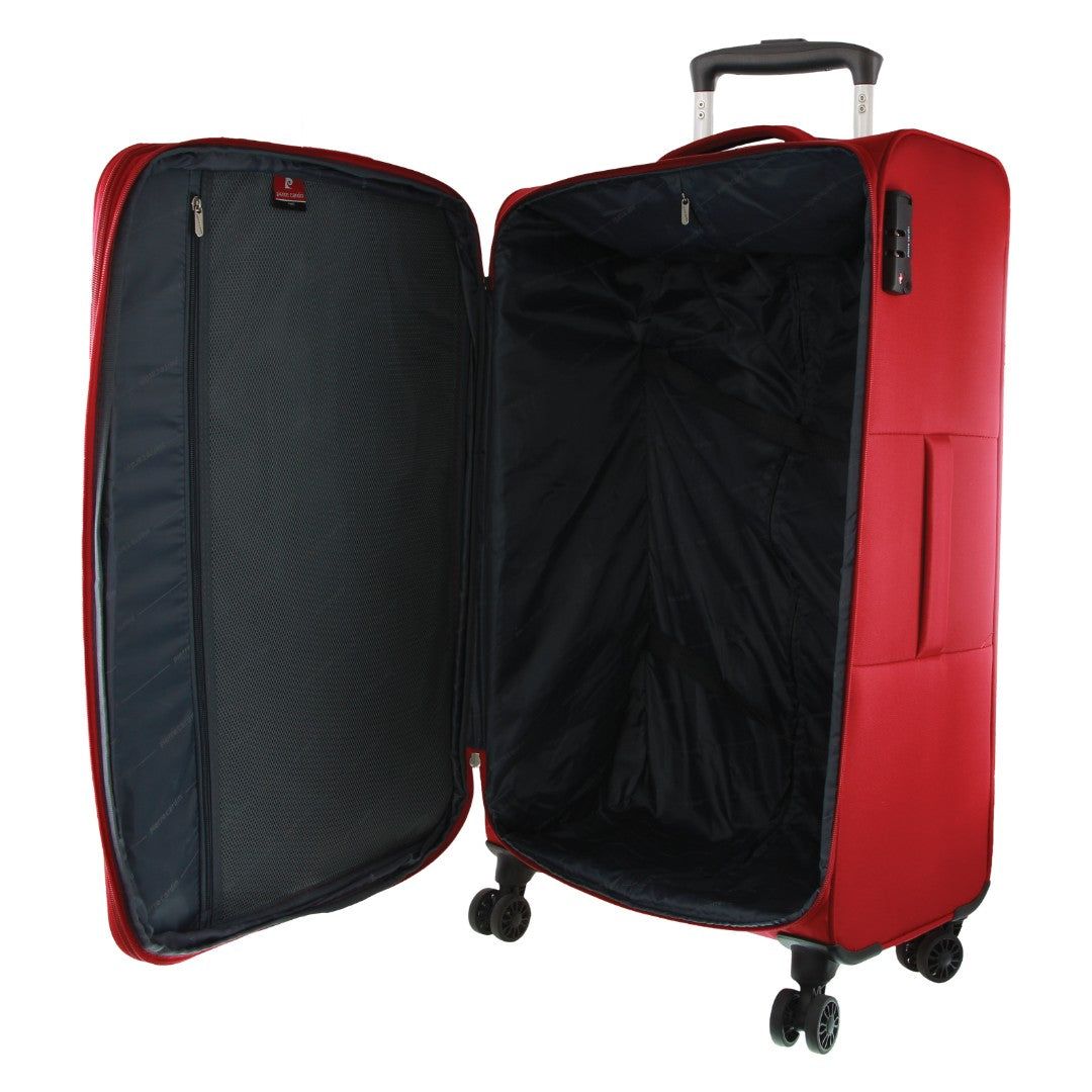 Pierre Cardin 76cm LARGE Soft Shell Suitcase Large Cases Travel Röda | UDLMCB802