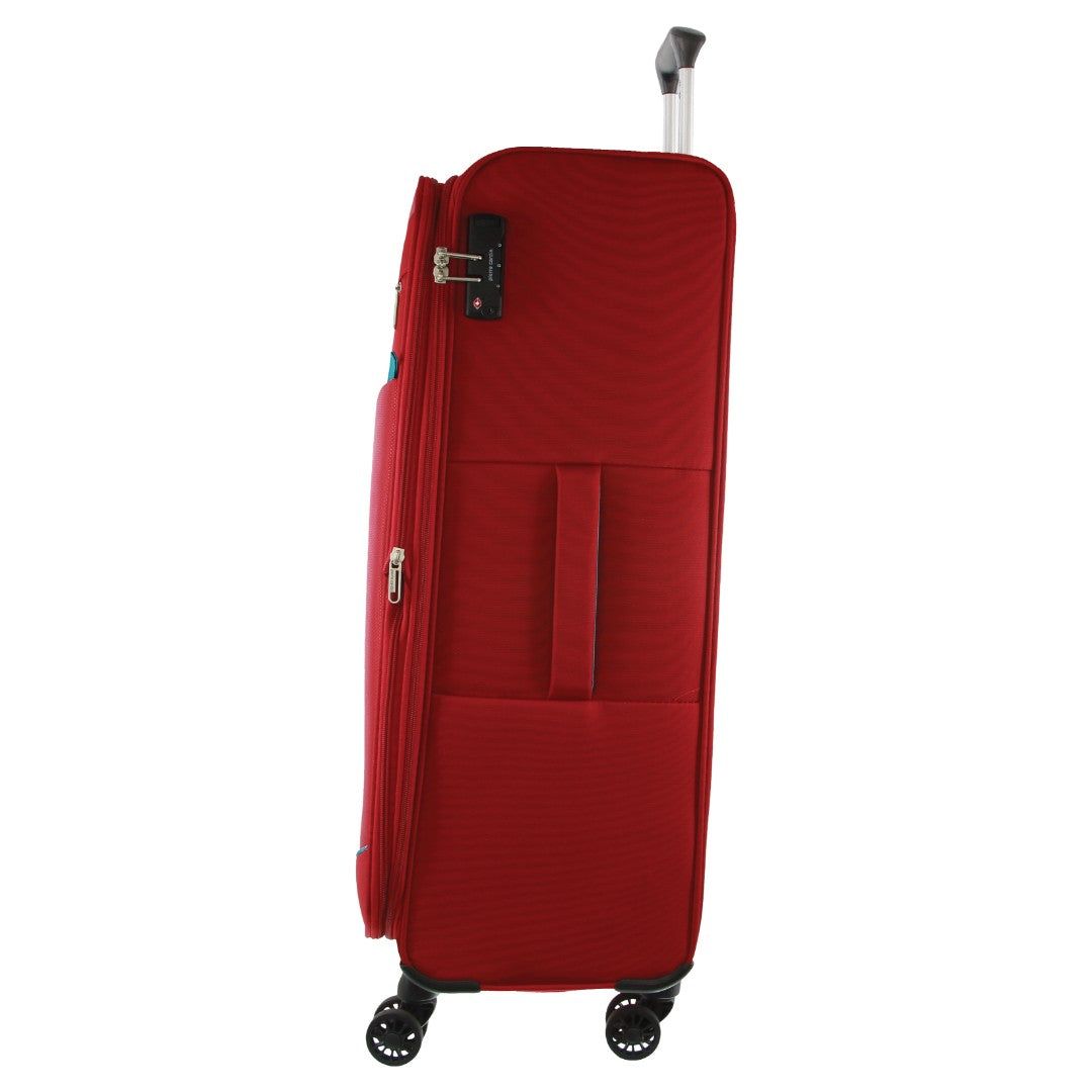 Pierre Cardin 76cm LARGE Soft Shell Suitcase Large Cases Travel Röda | UDLMCB802