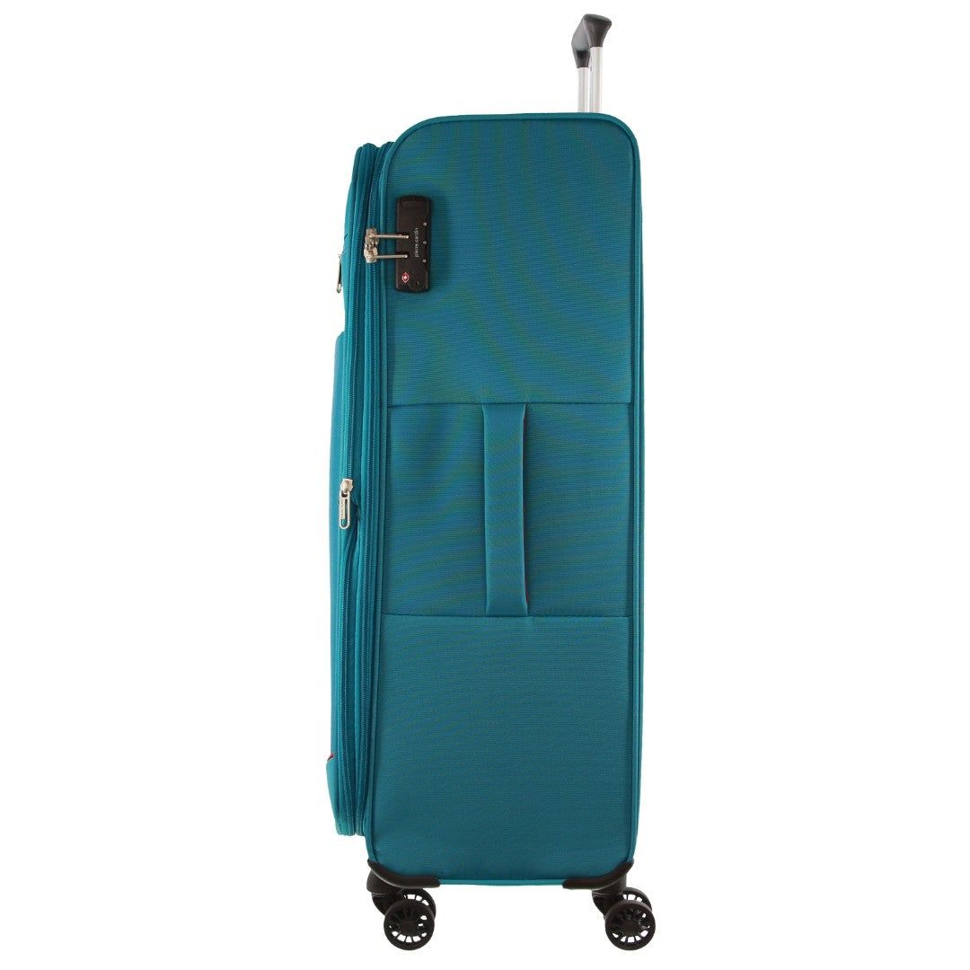 Pierre Cardin 76cm LARGE Soft Shell Suitcase Soft Shell Cases Travel Turkos | QSENUP049