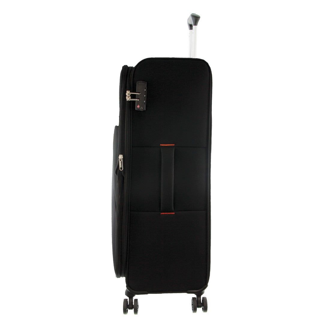 Pierre Cardin 78cm LARGE Soft Shell Suitcase Large Cases Travel Svarta | RPZTMC472