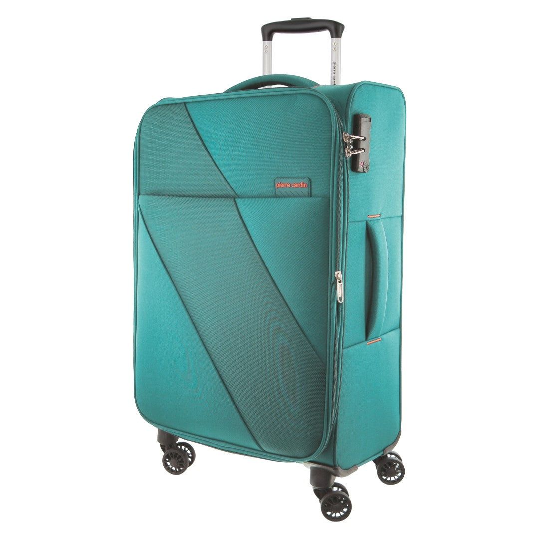 Pierre Cardin 78cm LARGE Soft Shell Suitcase Large Cases Travel Turkos | PVTIWQ234