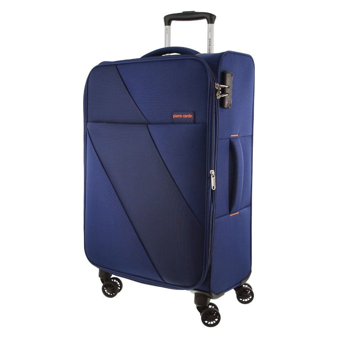 Pierre Cardin 78cm LARGE Soft Shell Suitcase Soft Shell Cases Travel Marinblå | MBNQPJ023