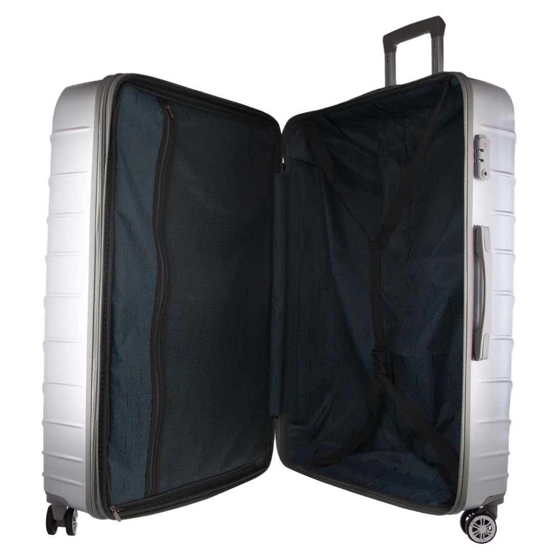 Pierre Cardin 80cm LARGE Hard Shell Case Hard Shell Cases Travel Silver | JEXONU942