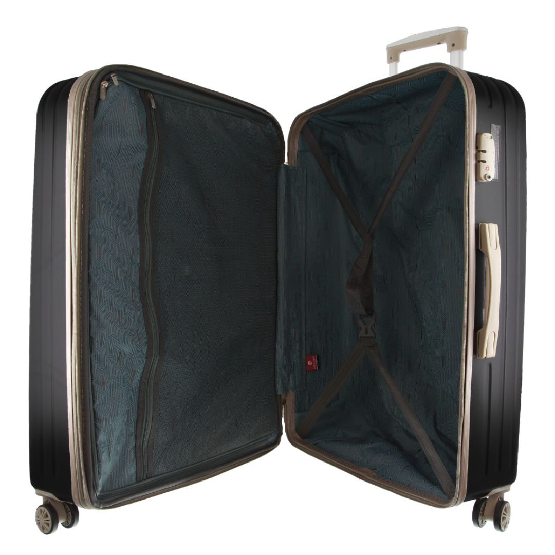 Pierre Cardin 80cm Large Hard-Shell Suitcase Large Cases Travel Svarta | UPCGJF972