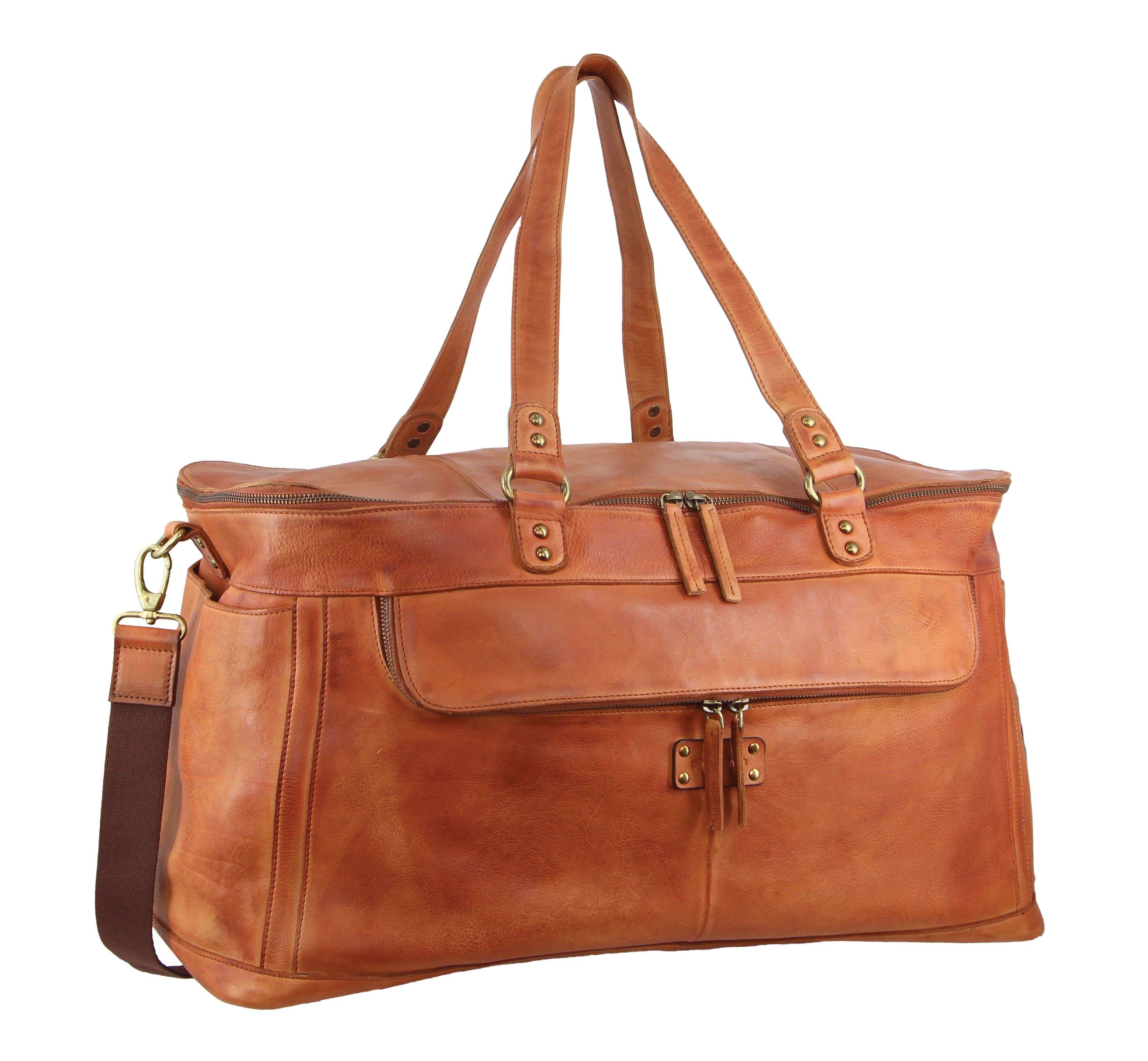 Pierre Cardin Burnished Leather Multi-Compartment Overnight Bag Overnight Bags Travel Bruna | XESNLR547