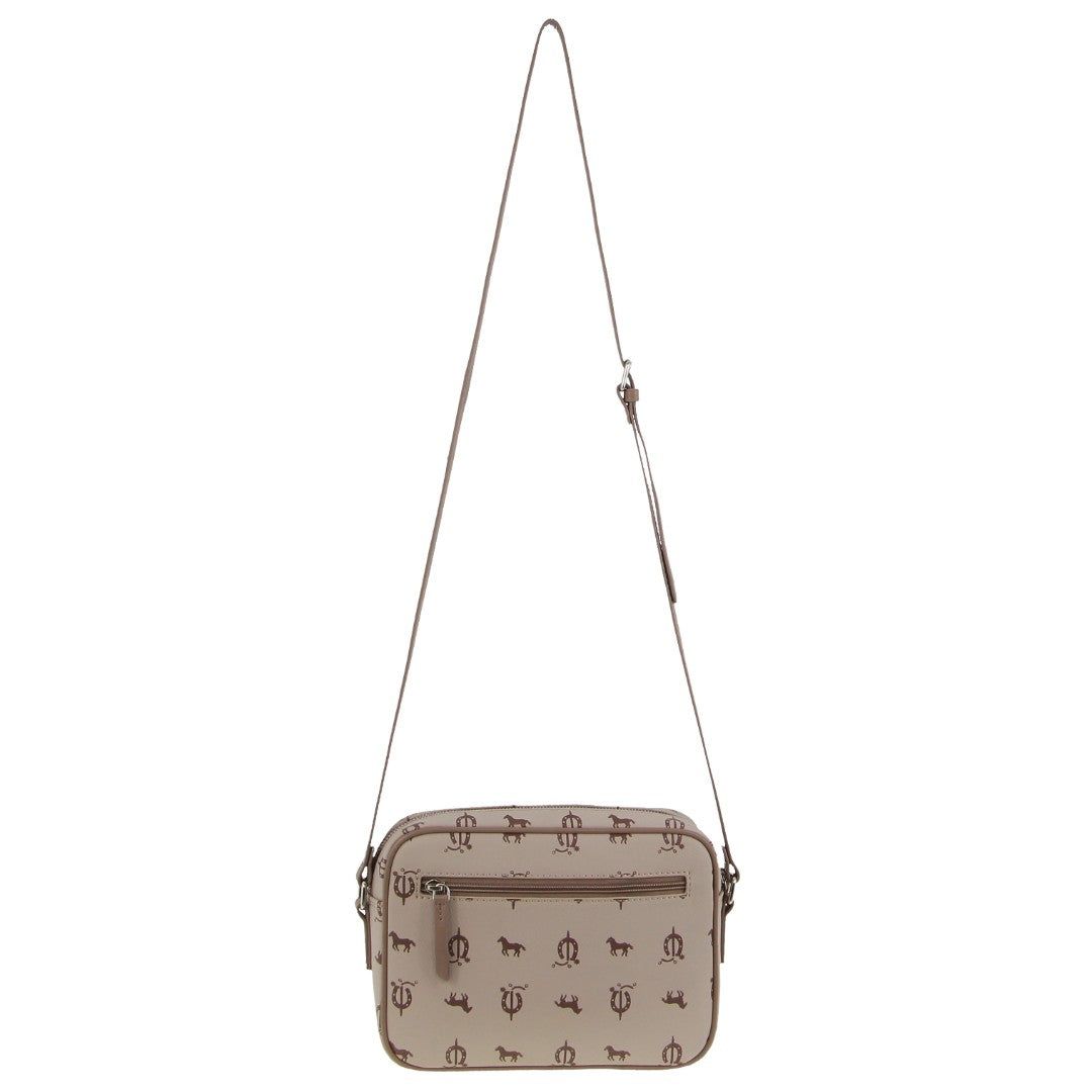 Pierre Cardin Canvas Leather Trim Square Cross-body Bag Clutch Dam Beige | UWMOEC958