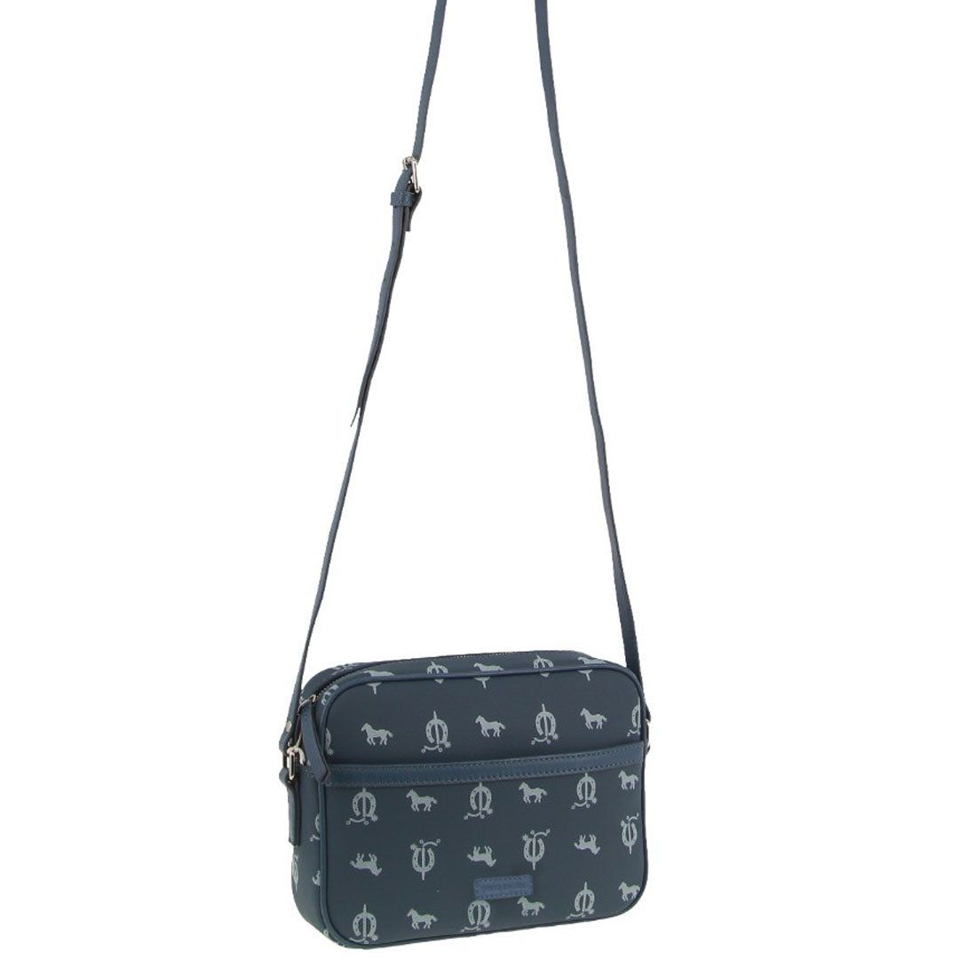 Pierre Cardin Canvas Leather Trim Square Cross-body Bag Clutch Dam Blå | LGUAYZ462