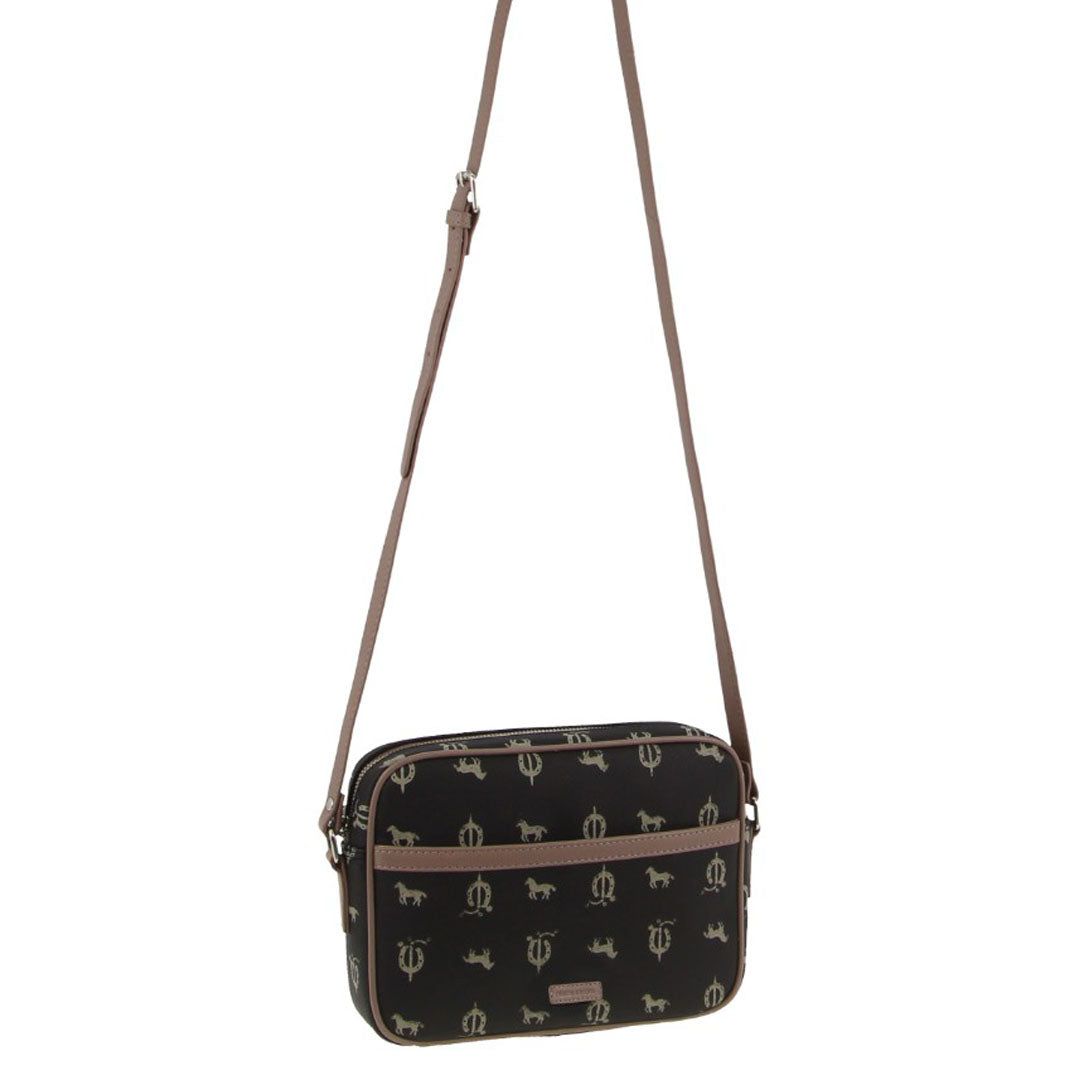 Pierre Cardin Canvas Leather Trim Square Cross-body Bag Clutch Dam Svarta | KCYHGW731