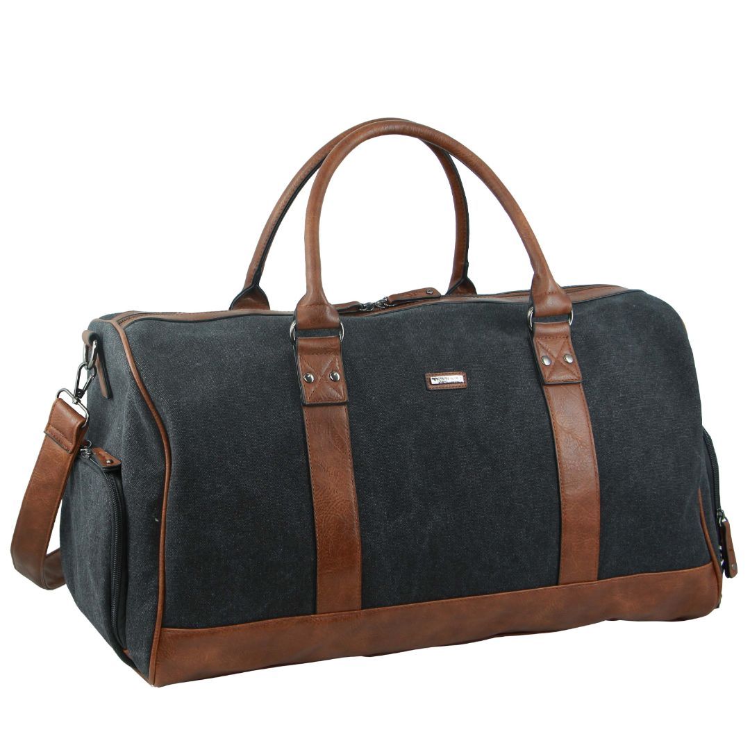 Pierre Cardin Canvas Overnight Duffle Bag Canvas Bags Herr Svarta | QUKEHN291