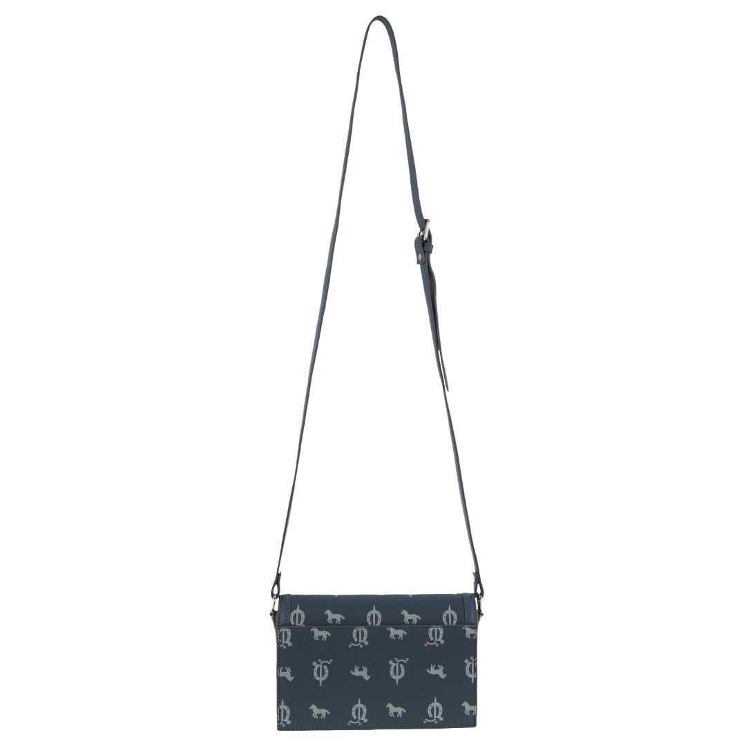 Pierre Cardin Canvas Print Leather Trim Flap Cross-Body Bag Crossbody Väska Dam Blå | AKGDBL961