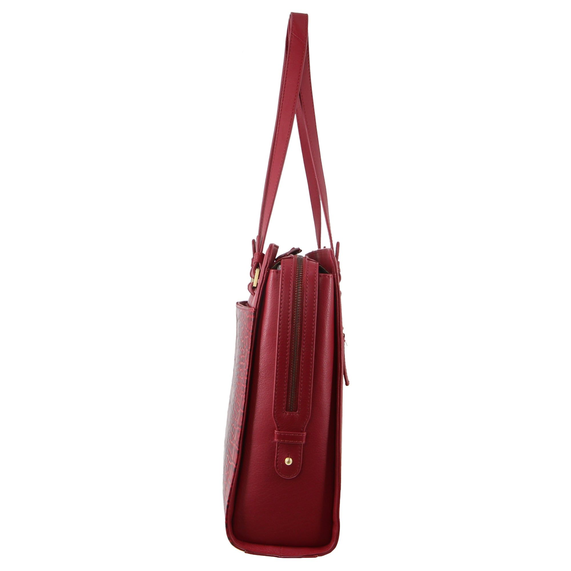 Pierre Cardin Croc-Embossed Leather Business Computer Bag Affärsväskor Dam Röda | WSIUAN915