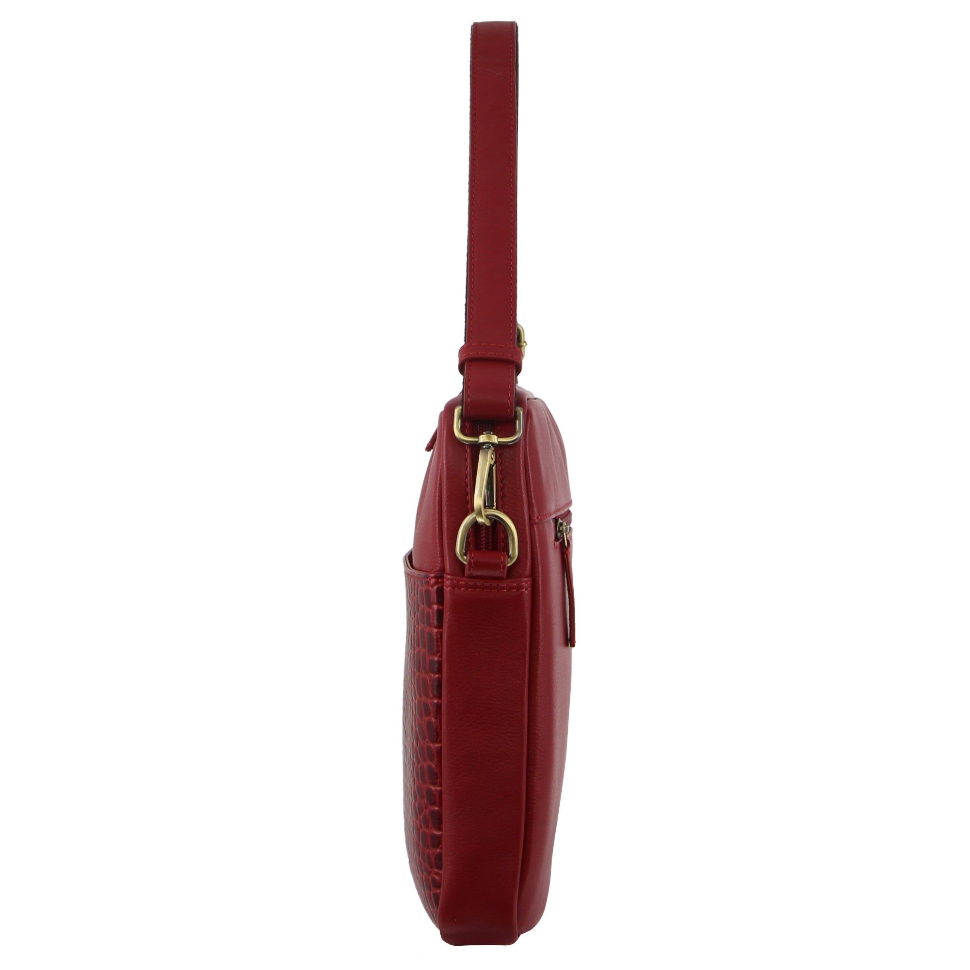 Pierre Cardin Croc-Embossed Leather Business Computer Bag Laptop Travel Röda | QRCUBF875