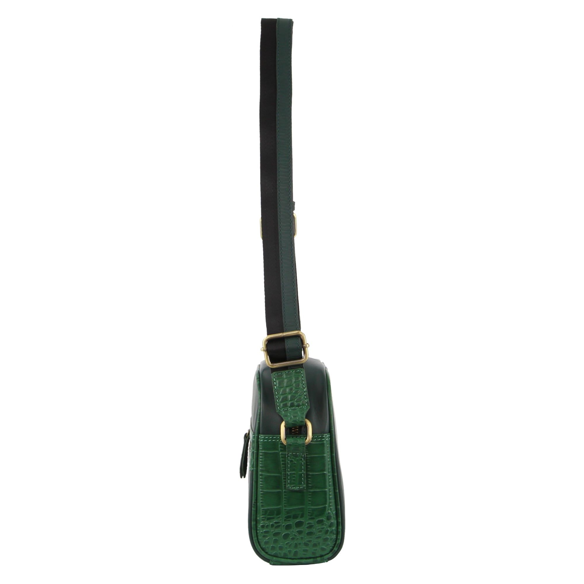 Pierre Cardin Croc-Embossed Leather Cross-Body Bag Crossbody Väska Dam Gröna | FCTMVS745