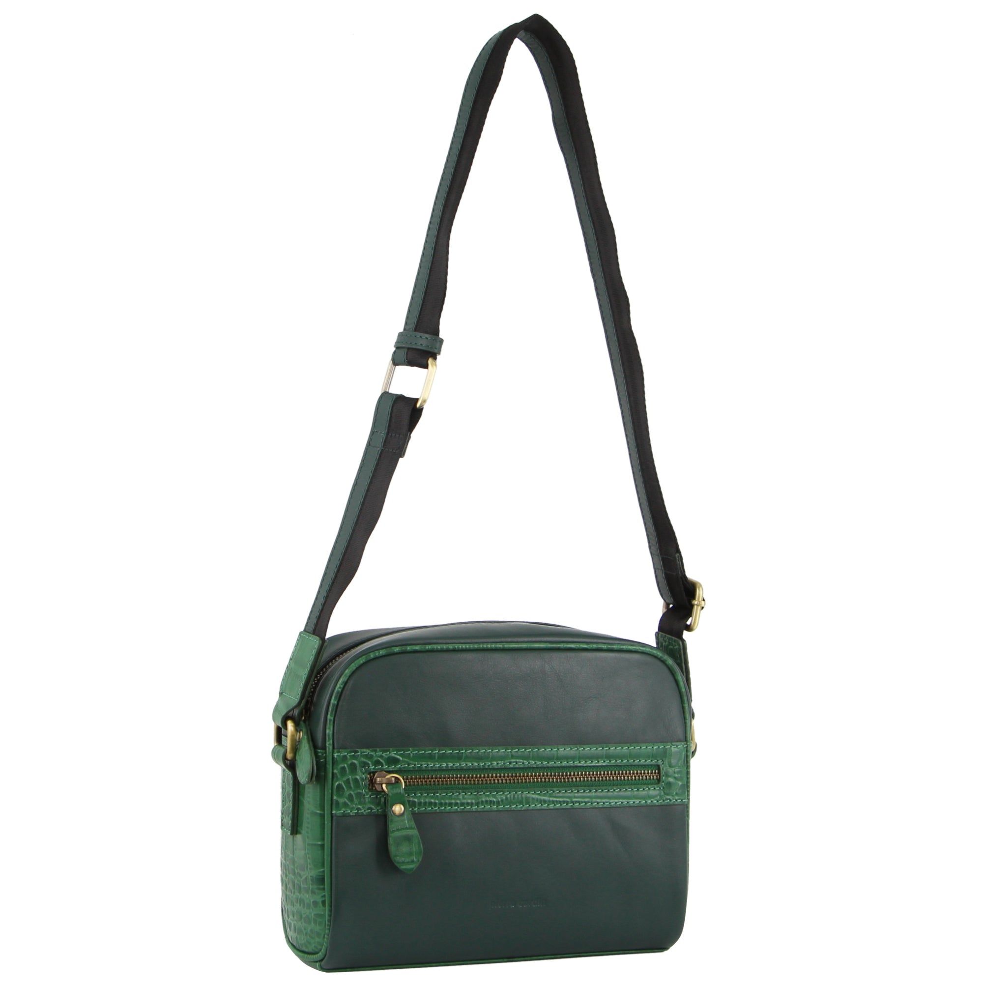 Pierre Cardin Croc-Embossed Leather Cross-Body Bag Crossbody Väska Dam Gröna | FCTMVS745