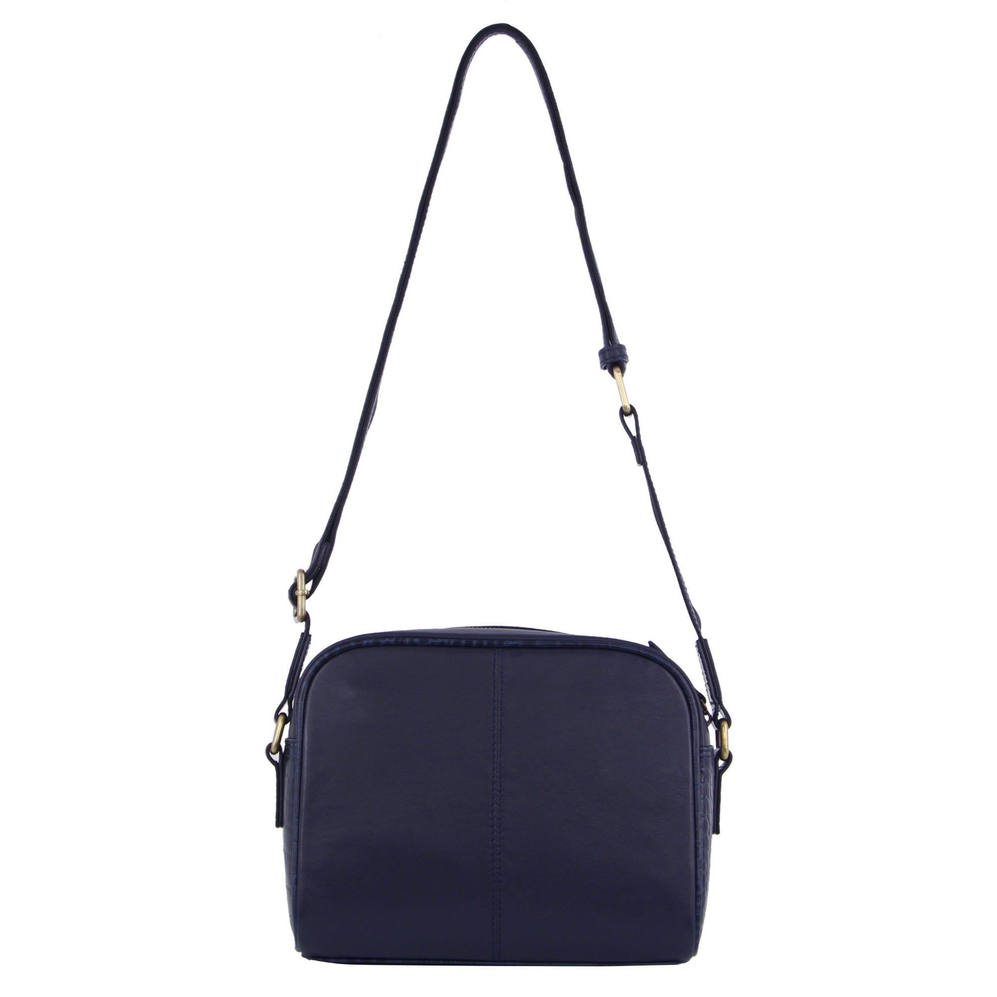 Pierre Cardin Croc-Embossed Leather Cross-Body Bag Crossbody Väska Dam Marinblå | EDYFNV057