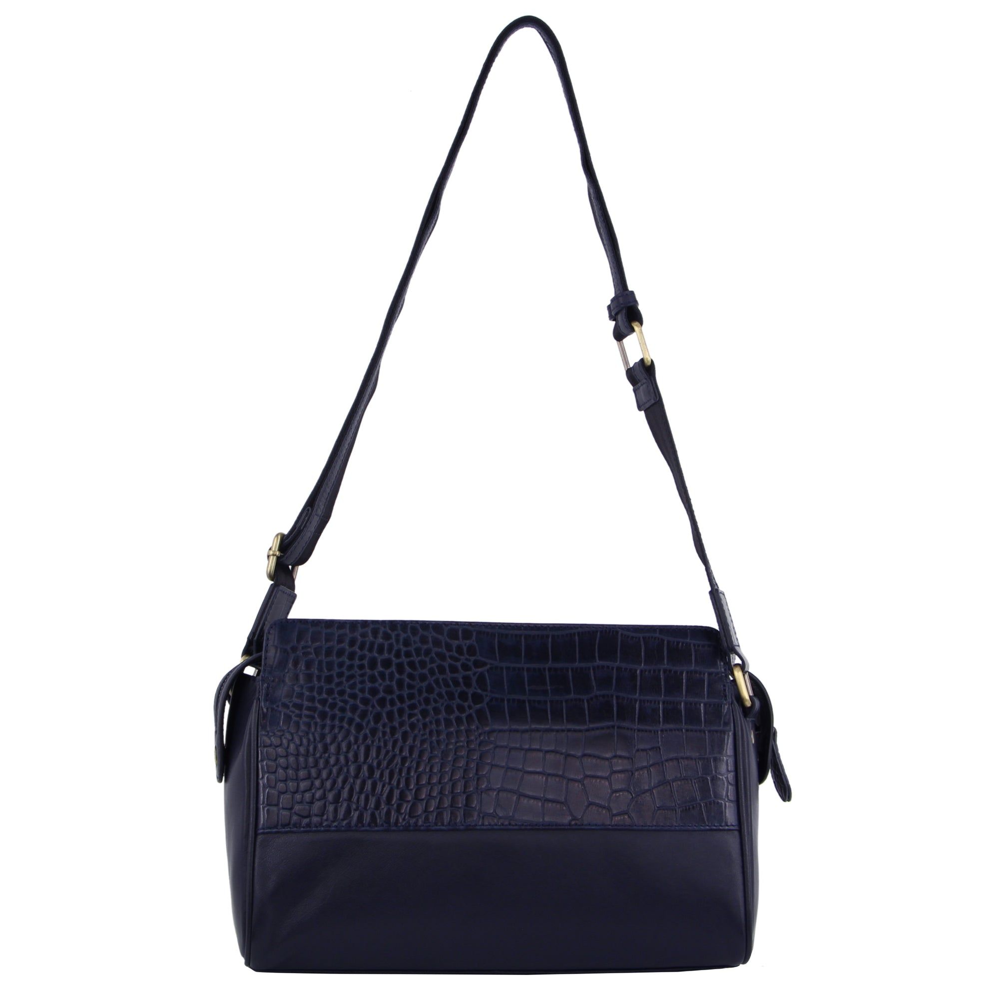 Pierre Cardin Croc-Embossed Leather Cross-Body Bag Crossbody Väska Dam Marinblå | CPUXHJ193