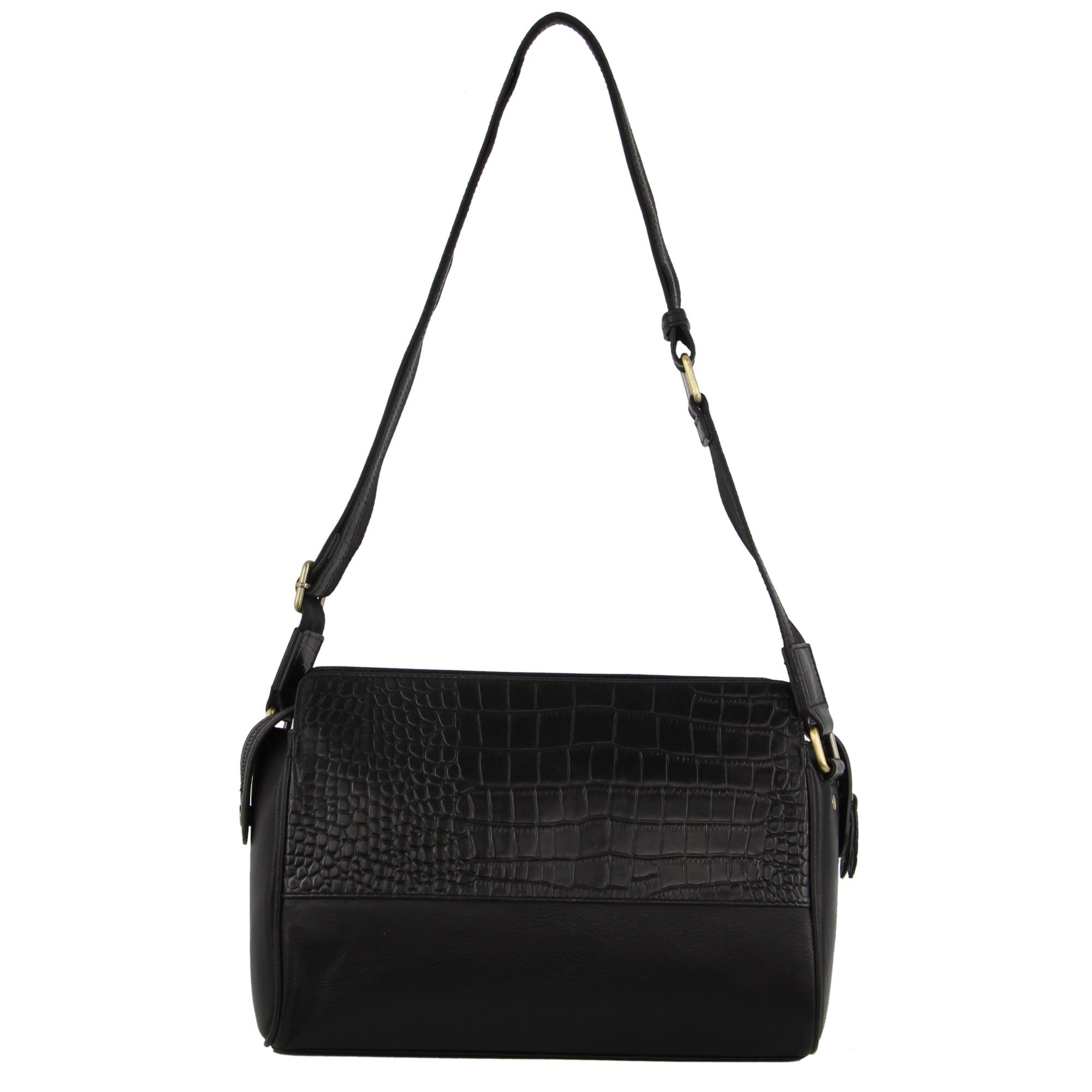Pierre Cardin Croc-Embossed Leather Cross-Body Bag Crossbody Väska Dam Svarta | VPXSKR427