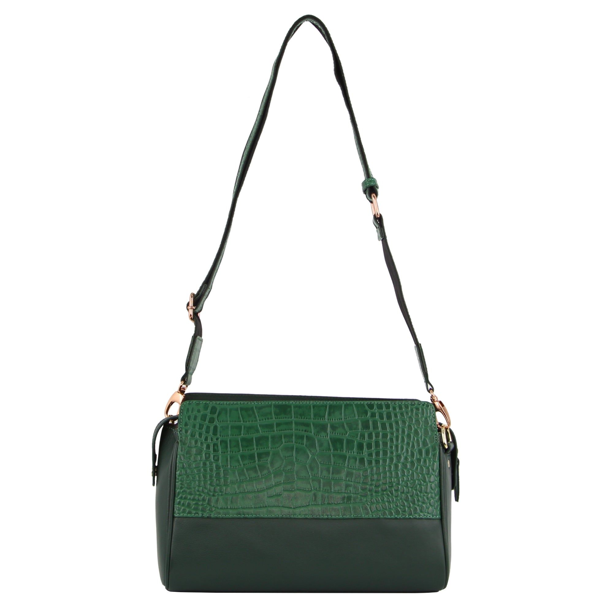 Pierre Cardin Croc-Embossed Leather Cross-Body Bag Crossbody Väska Dam Gröna | RTXKVP315