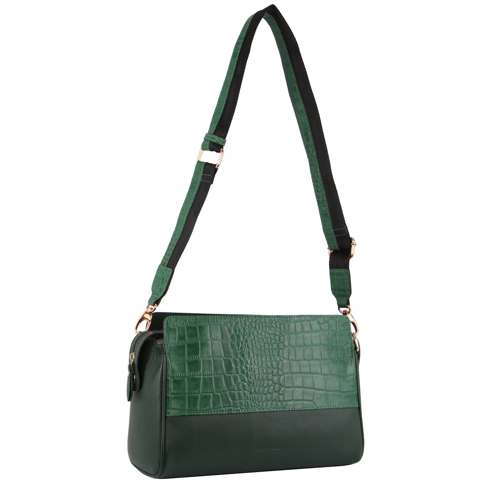 Pierre Cardin Croc-Embossed Leather Cross-Body Bag Crossbody Väska Dam Gröna | RTXKVP315