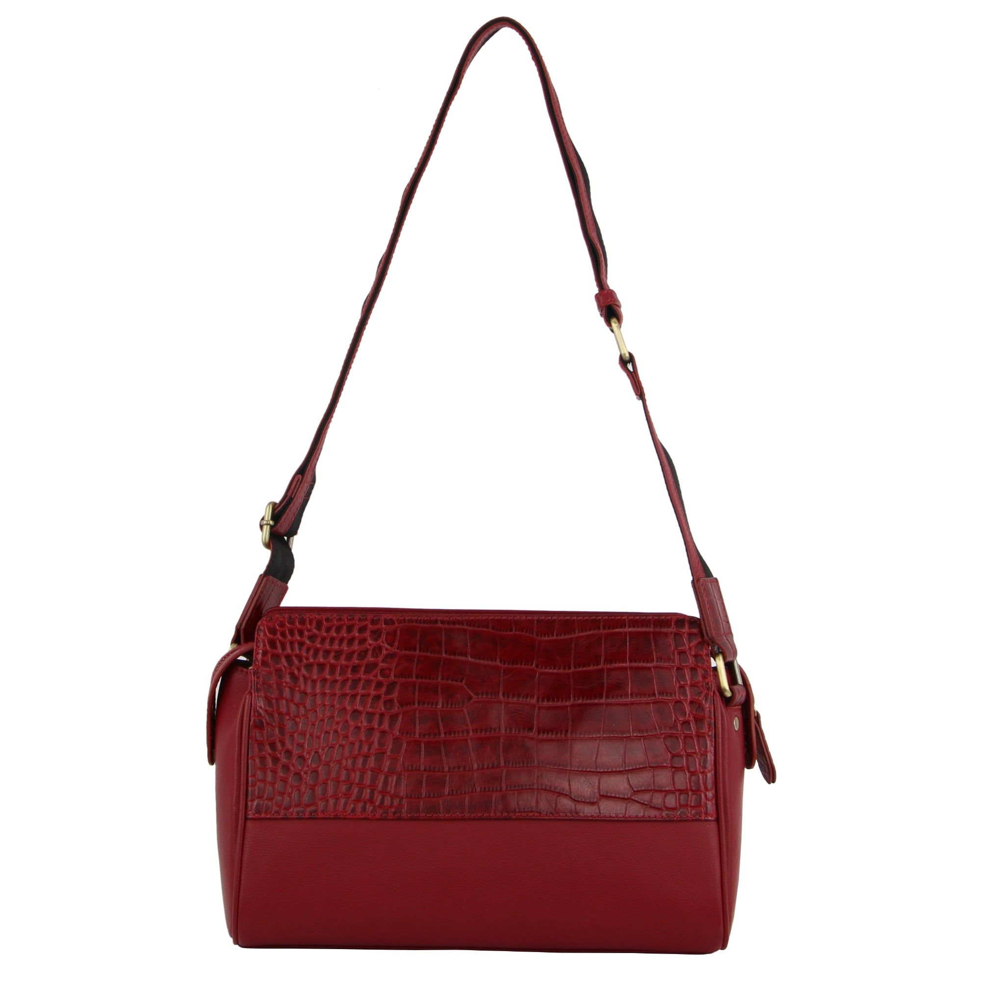 Pierre Cardin Croc-Embossed Leather Cross-Body Bag Crossbody Väska Dam Röda | OQGZHX152
