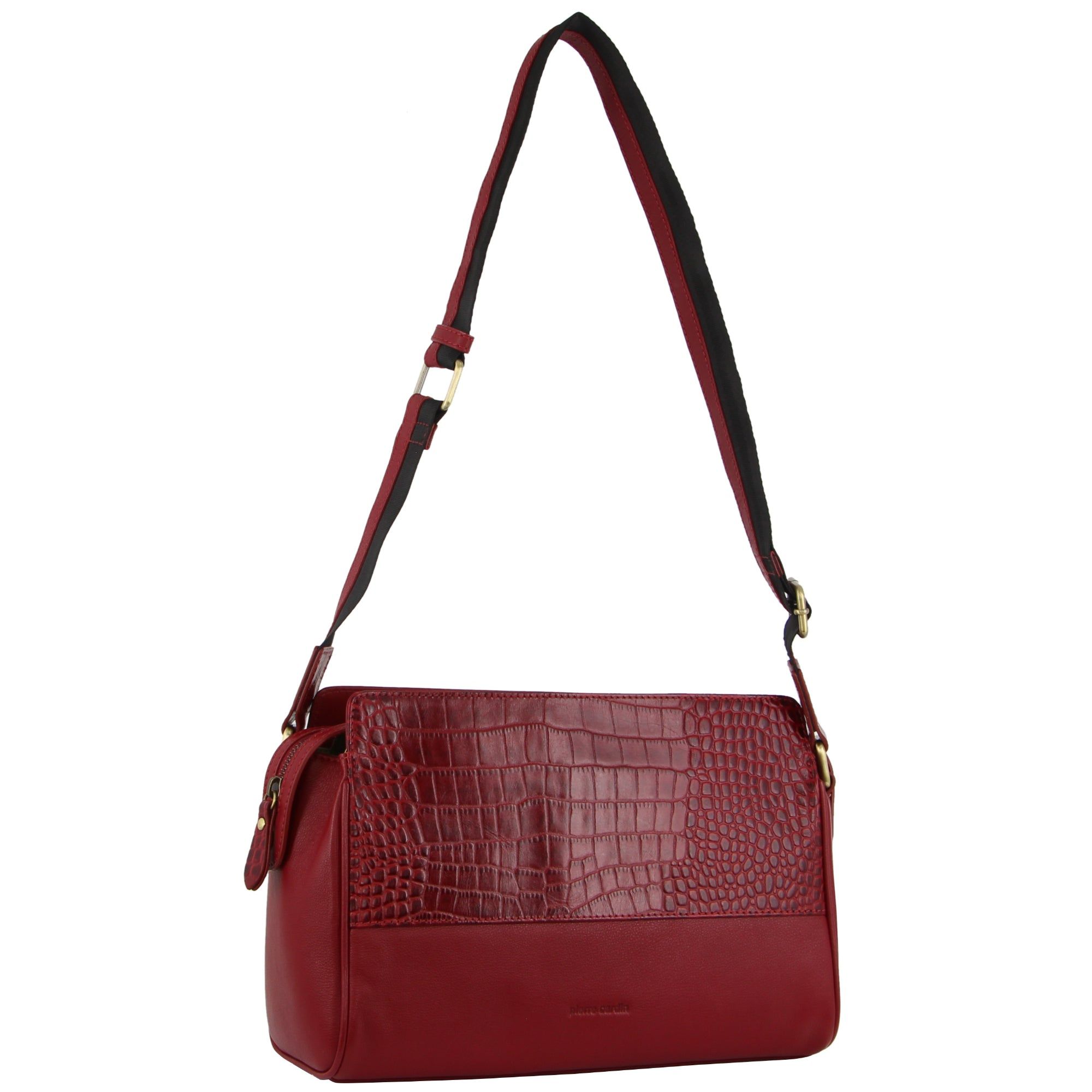 Pierre Cardin Croc-Embossed Leather Cross-Body Bag Crossbody Väska Dam Röda | OQGZHX152
