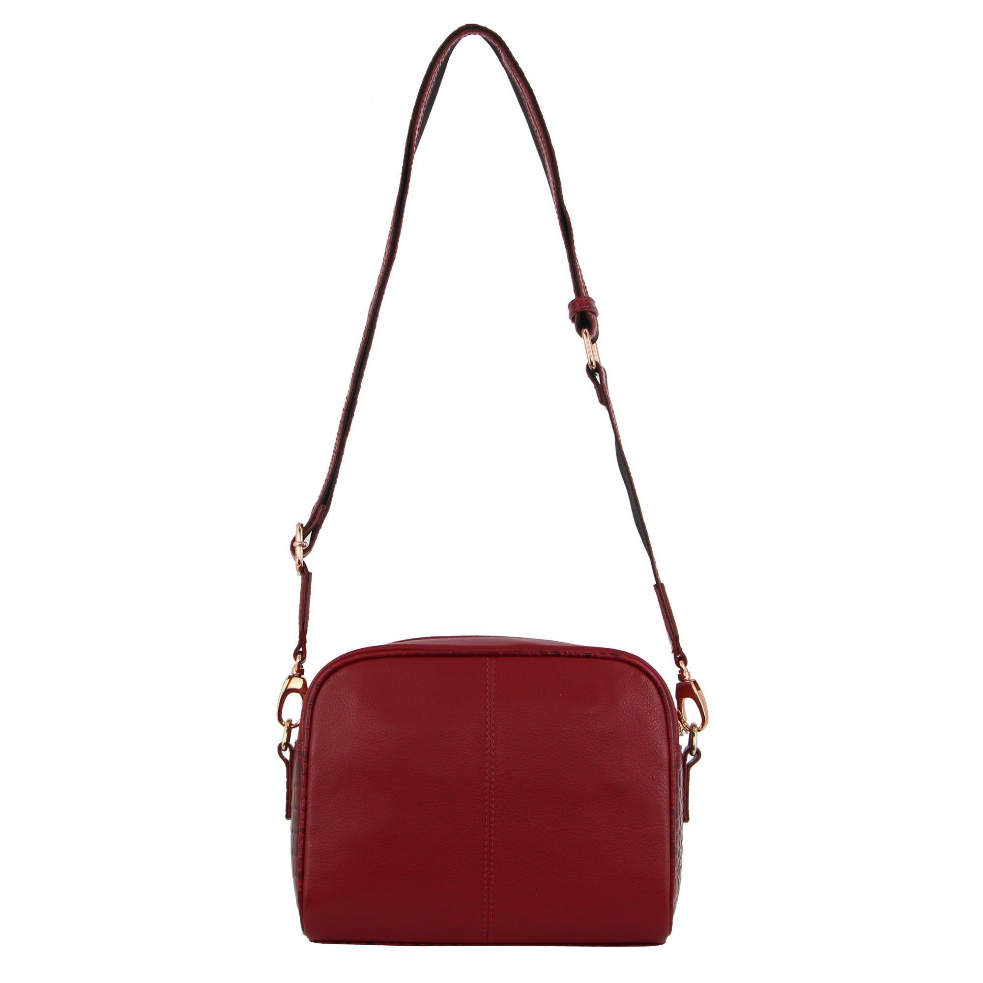 Pierre Cardin Croc-Embossed Leather Cross-Body Bag Crossbody Väska Dam Röda | MVSFPG987