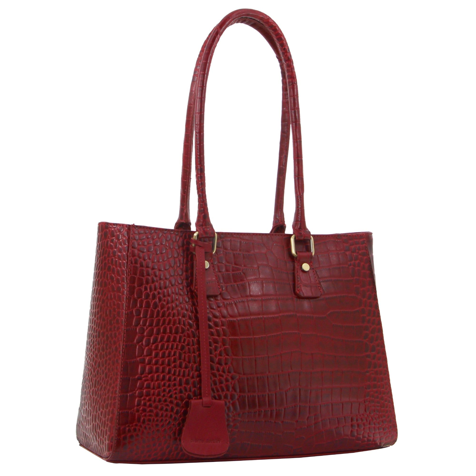 Pierre Cardin Croc-Embossed Leather Shoulder Bag Handbags Dam Röda | QYXFSK478