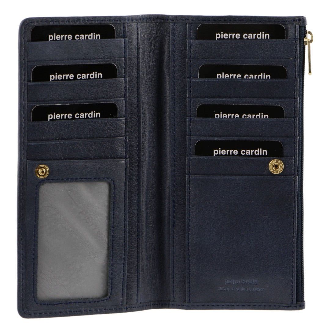 Pierre Cardin Genuine Leather Bi-Fold Wallet Bi-Fold Wallets Dam Marinblå | NQCHVM728