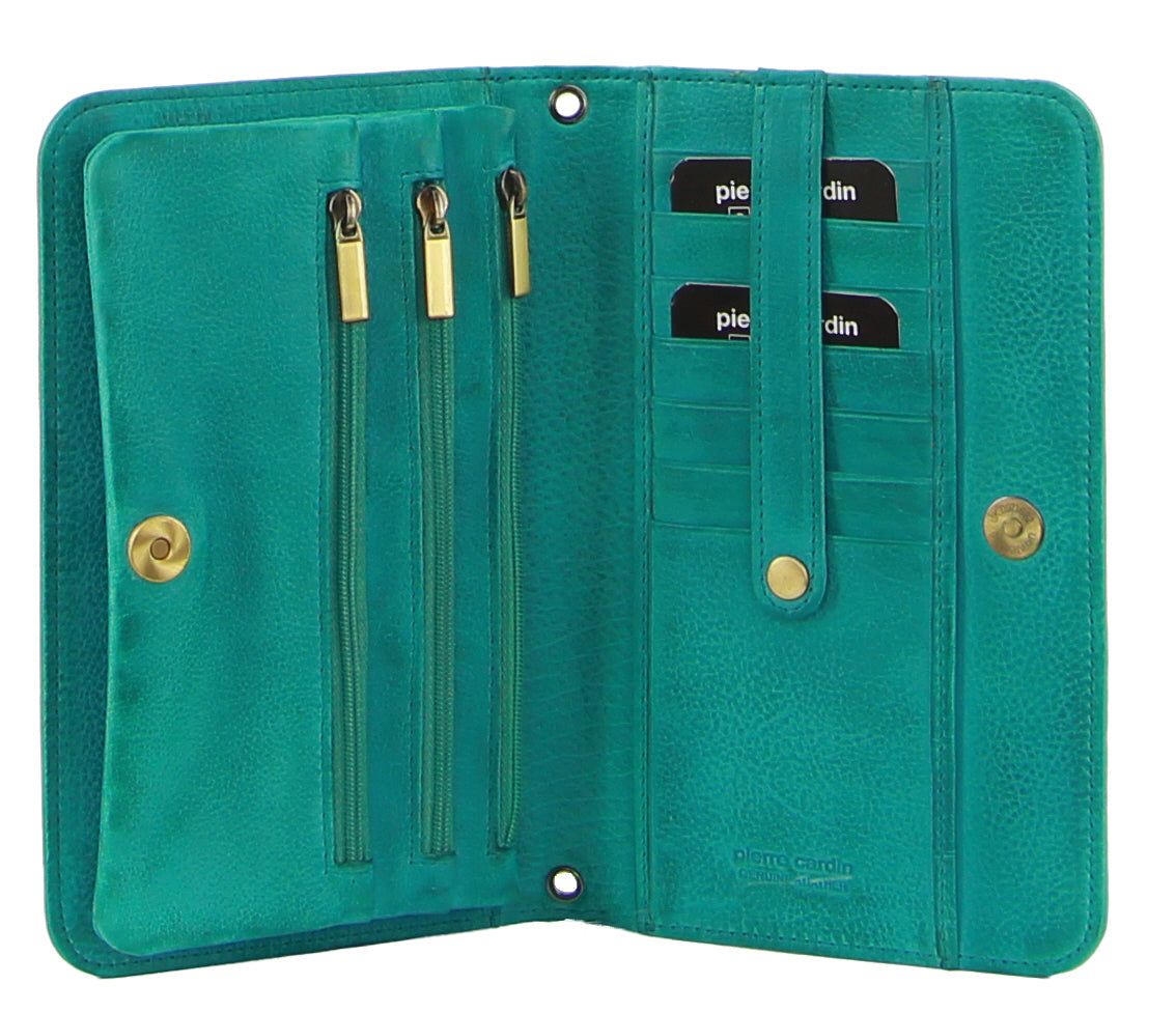 Pierre Cardin Genuine Leather Clutch Wallet Bag Mobile Phone Wallets Dam Turkos | WIUNBQ593