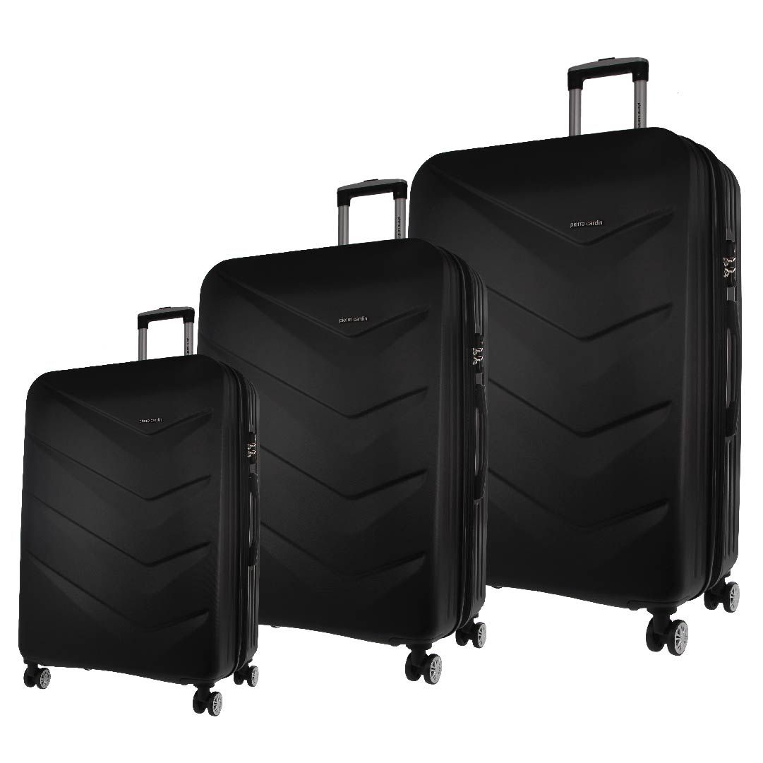 Pierre Cardin Hard Shell 3-Piece Luggage Set Hard Shell Cases Travel Svarta | ZSYGCN214