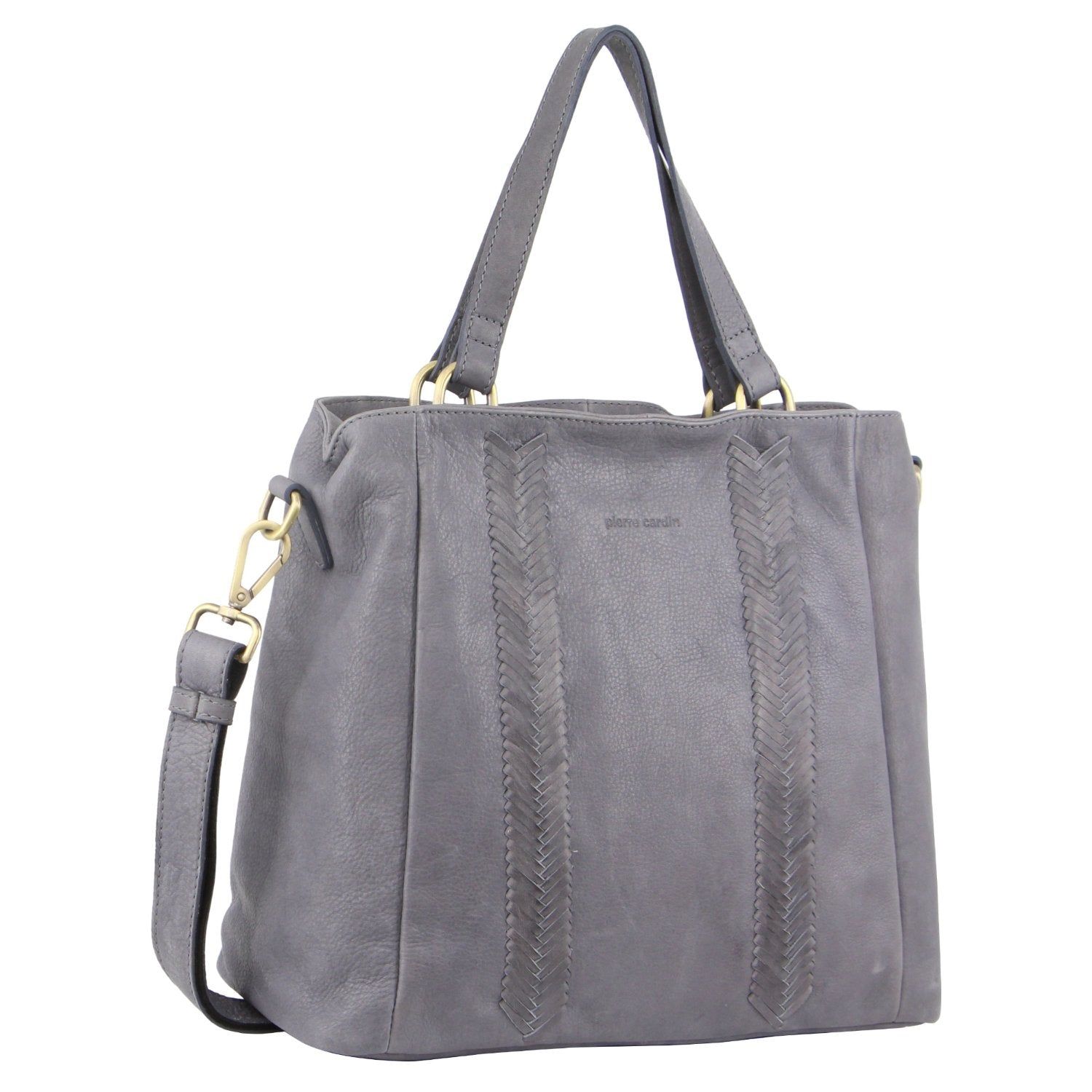 Pierre Cardin Herringbone Embossed Leather Tote Bag Handbags Dam Turkos | LJTDHQ297
