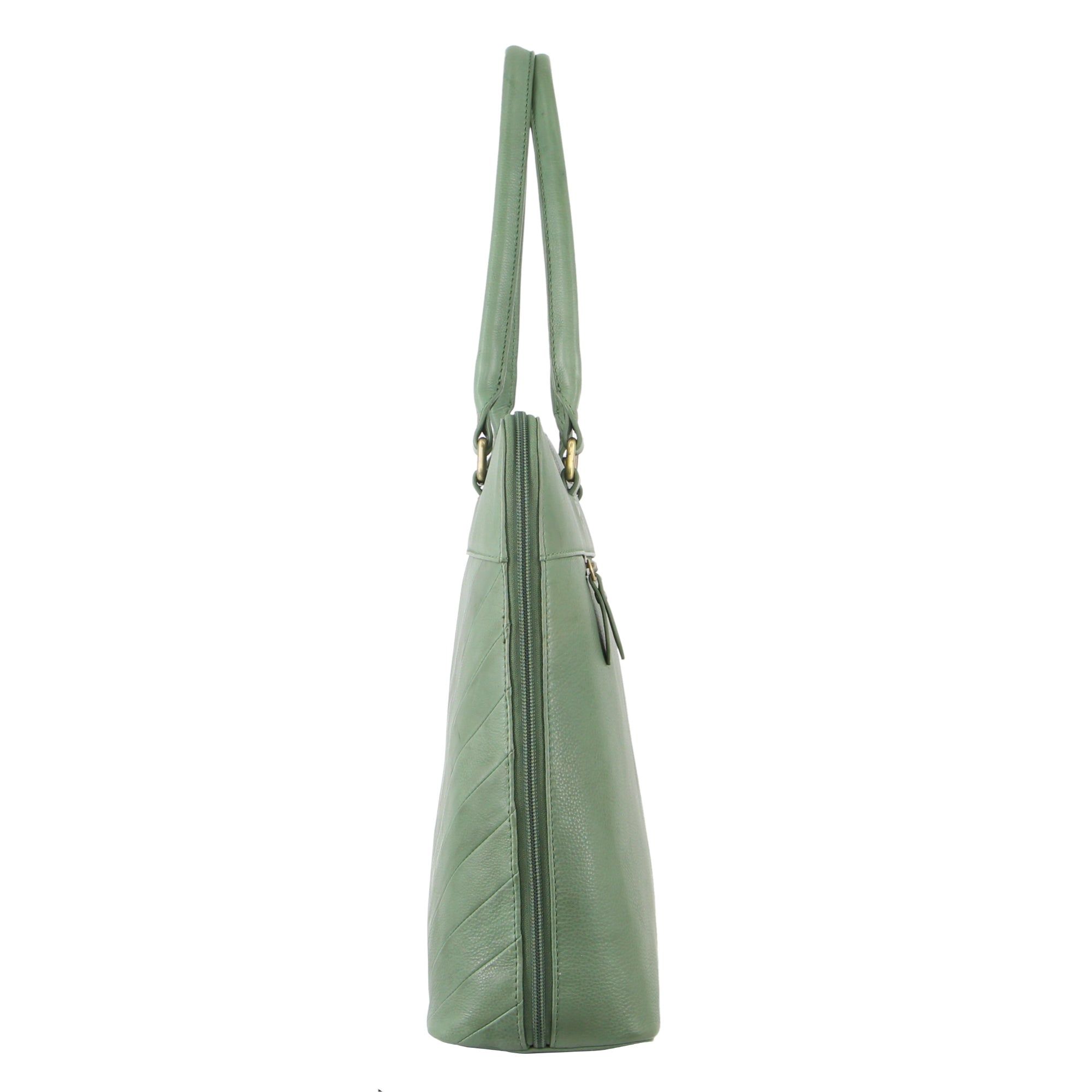 Pierre Cardin Herringbone Leather Large Business Bag Affärsväskor Dam Gröna | OYMQCR730