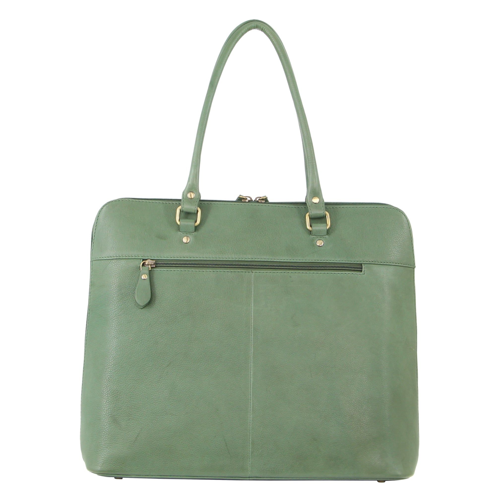 Pierre Cardin Herringbone Leather Large Business Bag Affärsväskor Dam Gröna | OYMQCR730