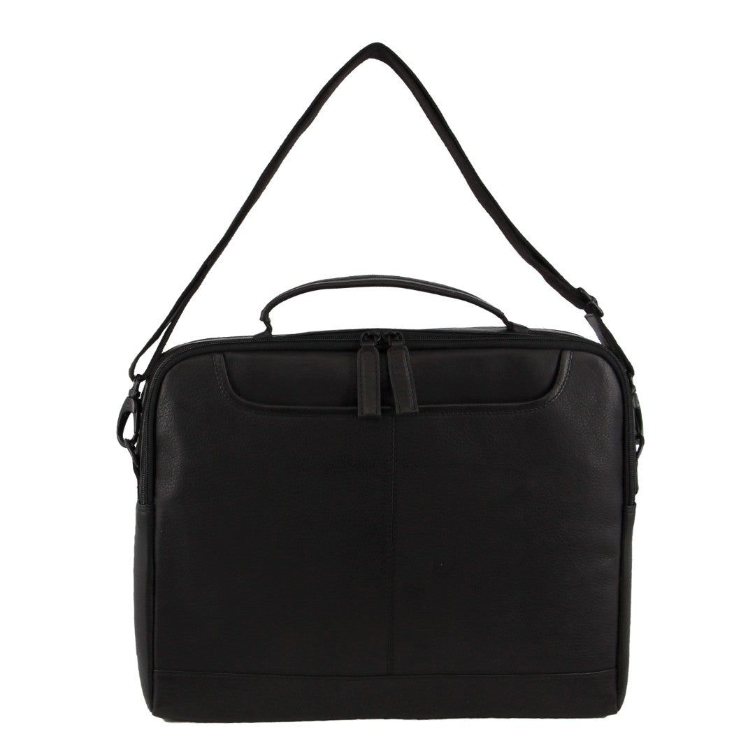 Pierre Cardin Italian Leather Computer Bag Crossbody Väska Herr Svarta | QWARMS146