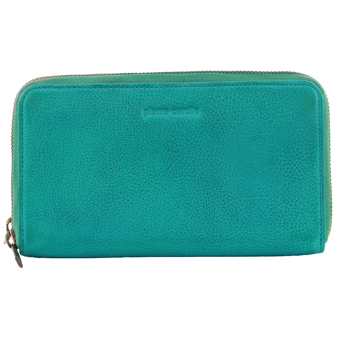 Pierre Cardin Italian Leather Double Zip Wallet Dragkedja Runt Plånbok Dam Röda | FZDVYN158