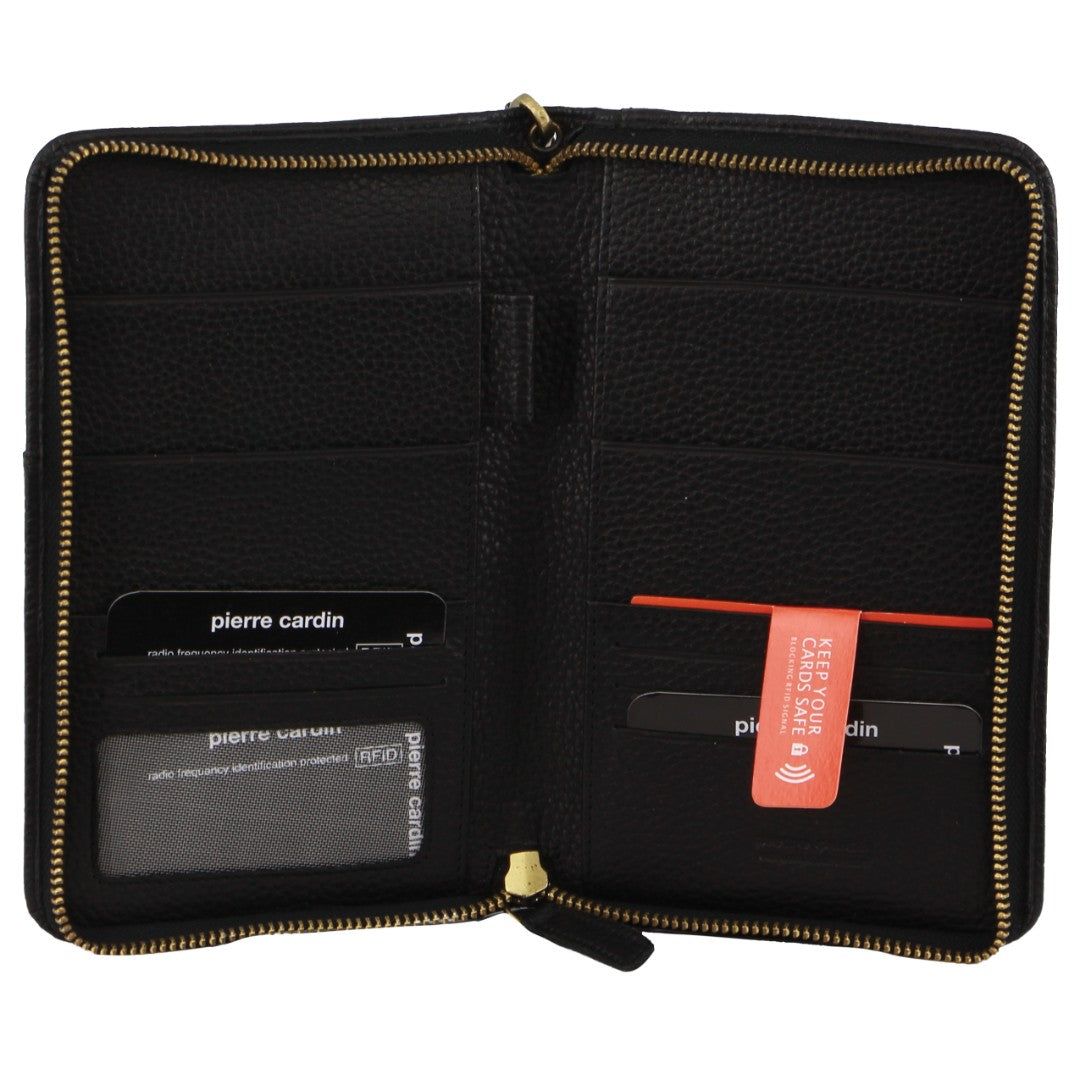 Pierre Cardin Italian Leather Passport Wallet Passport Wallets Travel Svarta | CSURLB539