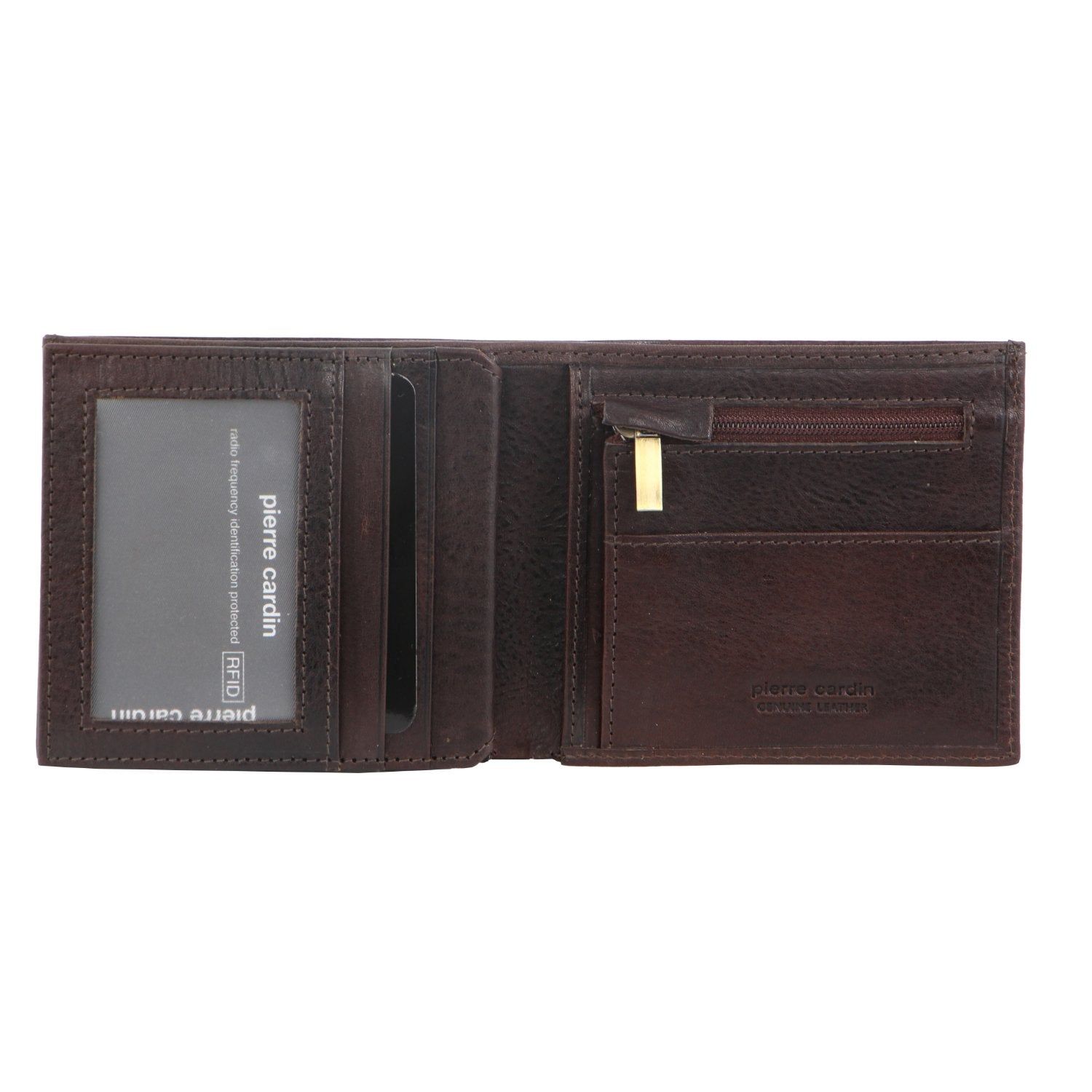 Pierre Cardin Italian Leather Tri-Fold Wallet Trefaldig Plånbok Herr Choklad | MWYAOR259