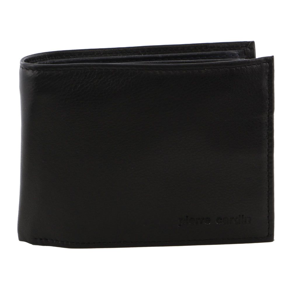 Pierre Cardin Italian Leather Two Tone Tri-Fold Wallet Trefaldig Plånbok Herr Svarta Bruna | GDRAQP612