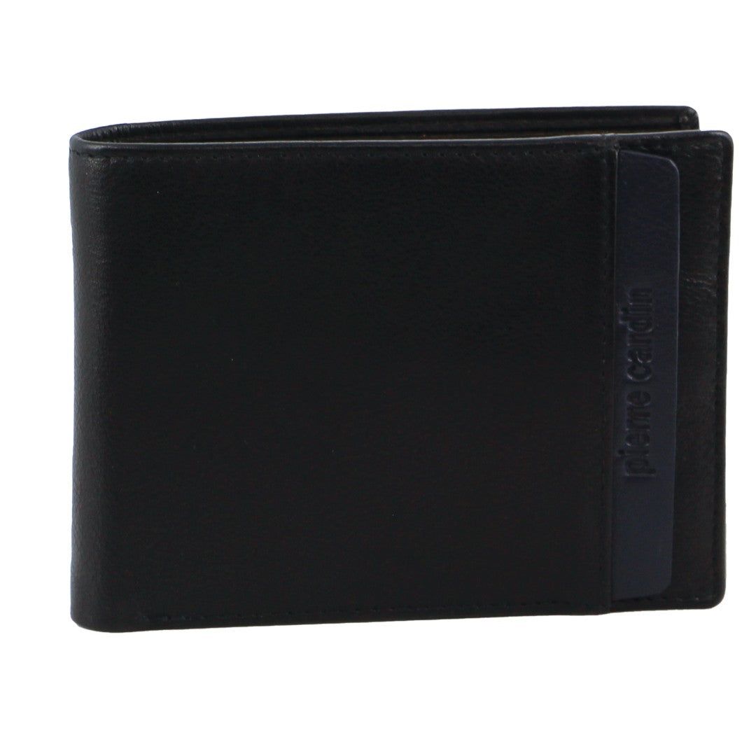 Pierre Cardin Italian Leather Two Tone Tri-Fold Wallet Trefaldig Plånbok Herr Svarta | TGYKWF281