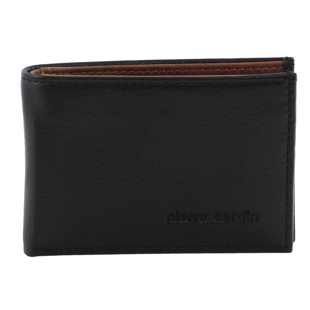 Pierre Cardin Italian Leather Two Tone Wallet Card Holder Bi-Fold Wallets Herr Svarta Bruna | WLSQMN635