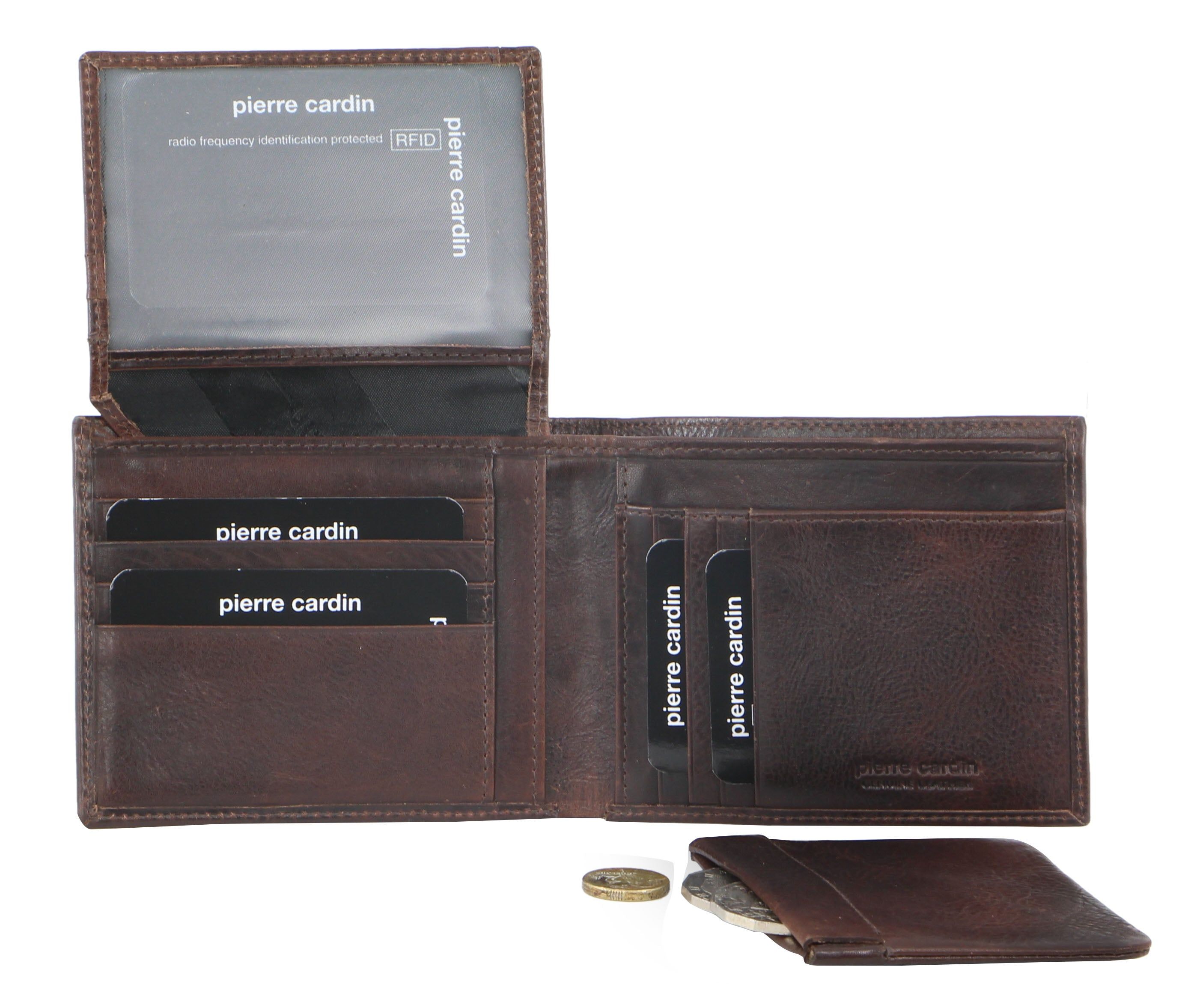 Pierre Cardin Italian Leather Wallet Card Holder Korthållare Herr Choklad | HIRDOY280