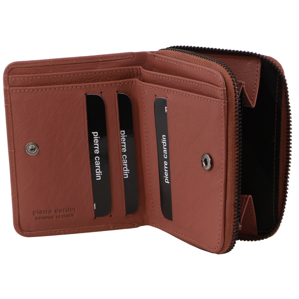 Pierre Cardin Italian Pleated Leather Press Stud Wallet Dragkedja Runt Plånbok Dam Rosa | XKSRHY207