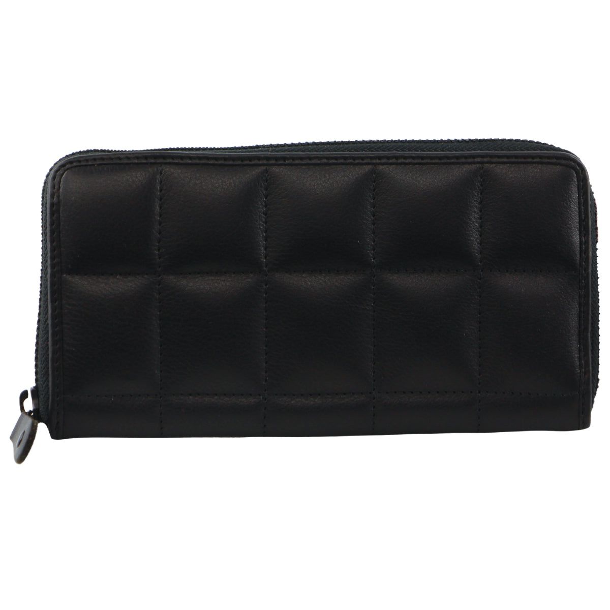 Pierre Cardin Italian Pleated Leather Zip Wallet Dragkedja Runt Plånbok Dam Svarta | GJNEAV065