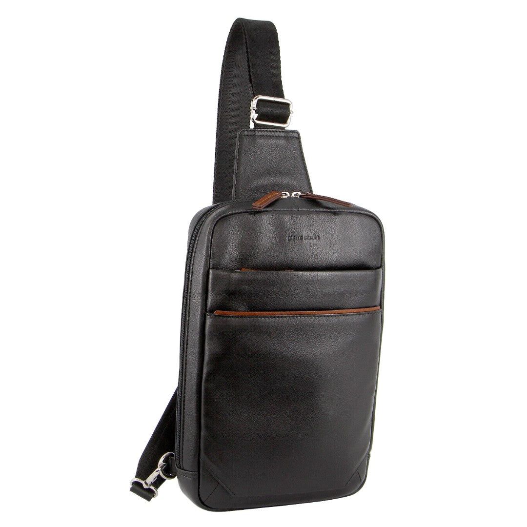 Pierre Cardin Leather 3-Way Sling Bag Business Computer Bags Herr Svarta | ZLHIBY539