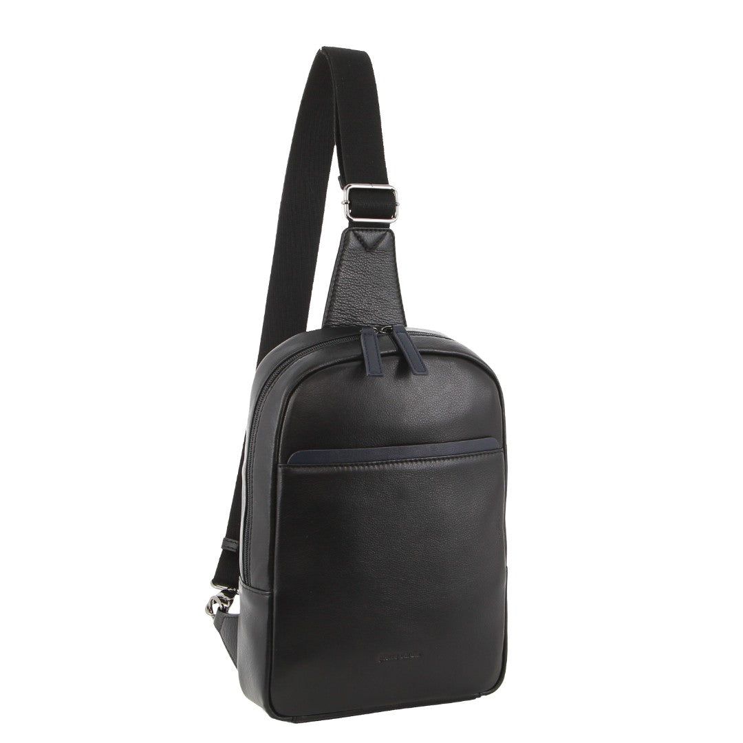 Pierre Cardin Leather 3-Way Sling Bag Crossbody Väska Herr Svarta | OKAFCI705