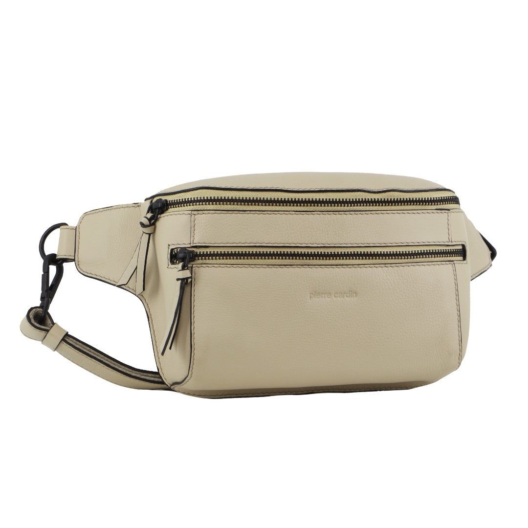 Pierre Cardin Leather 3-Way Sling Bag Crossbody Väska Dam Cement | NKCBRP147